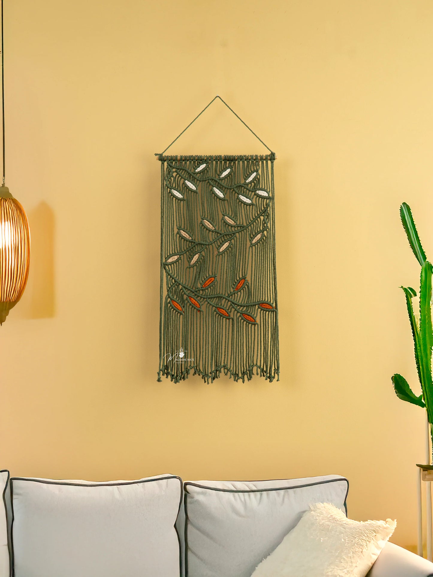 Vela Green Macrame Leaves