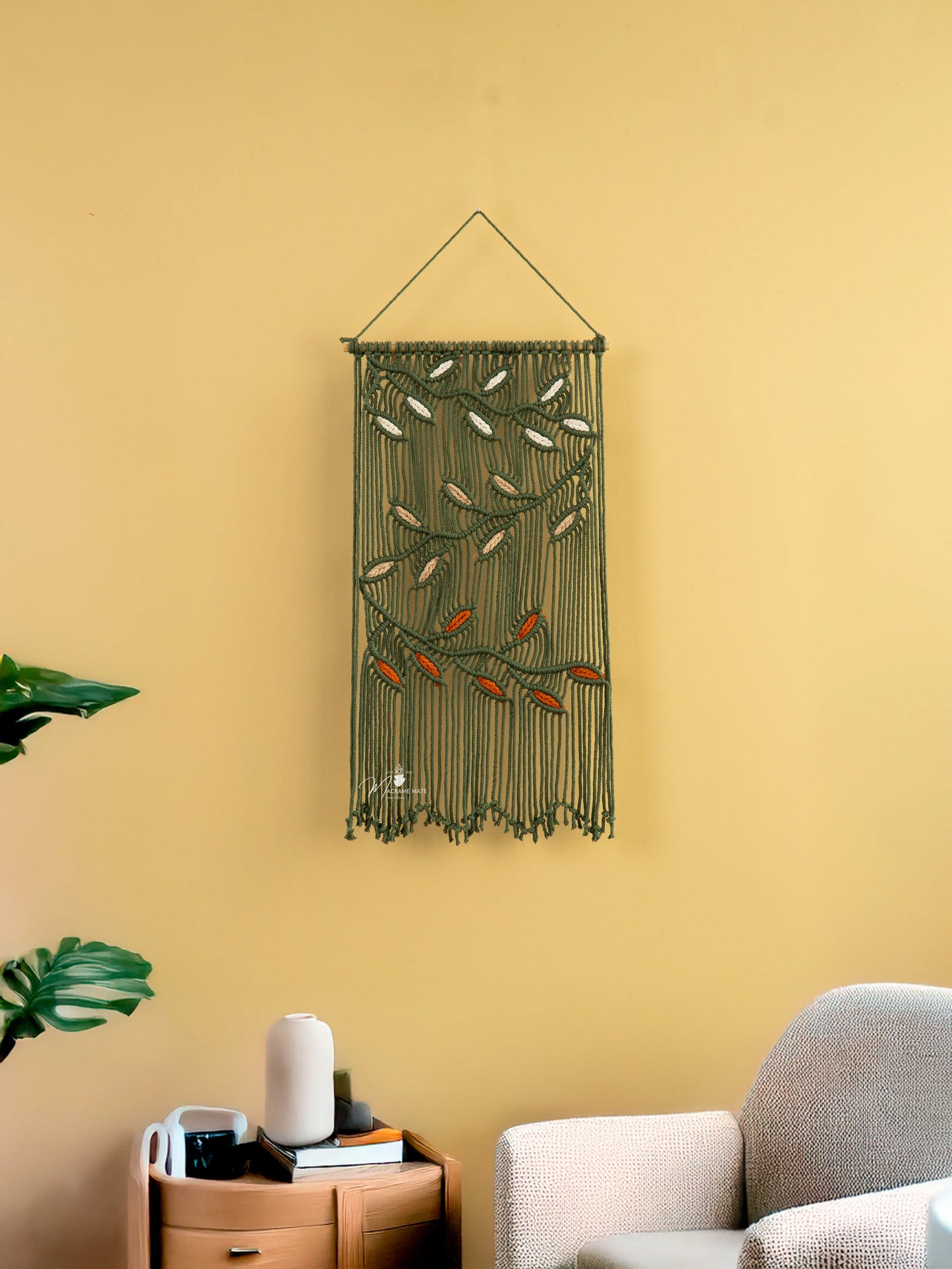 Vela Green Macrame Leaves