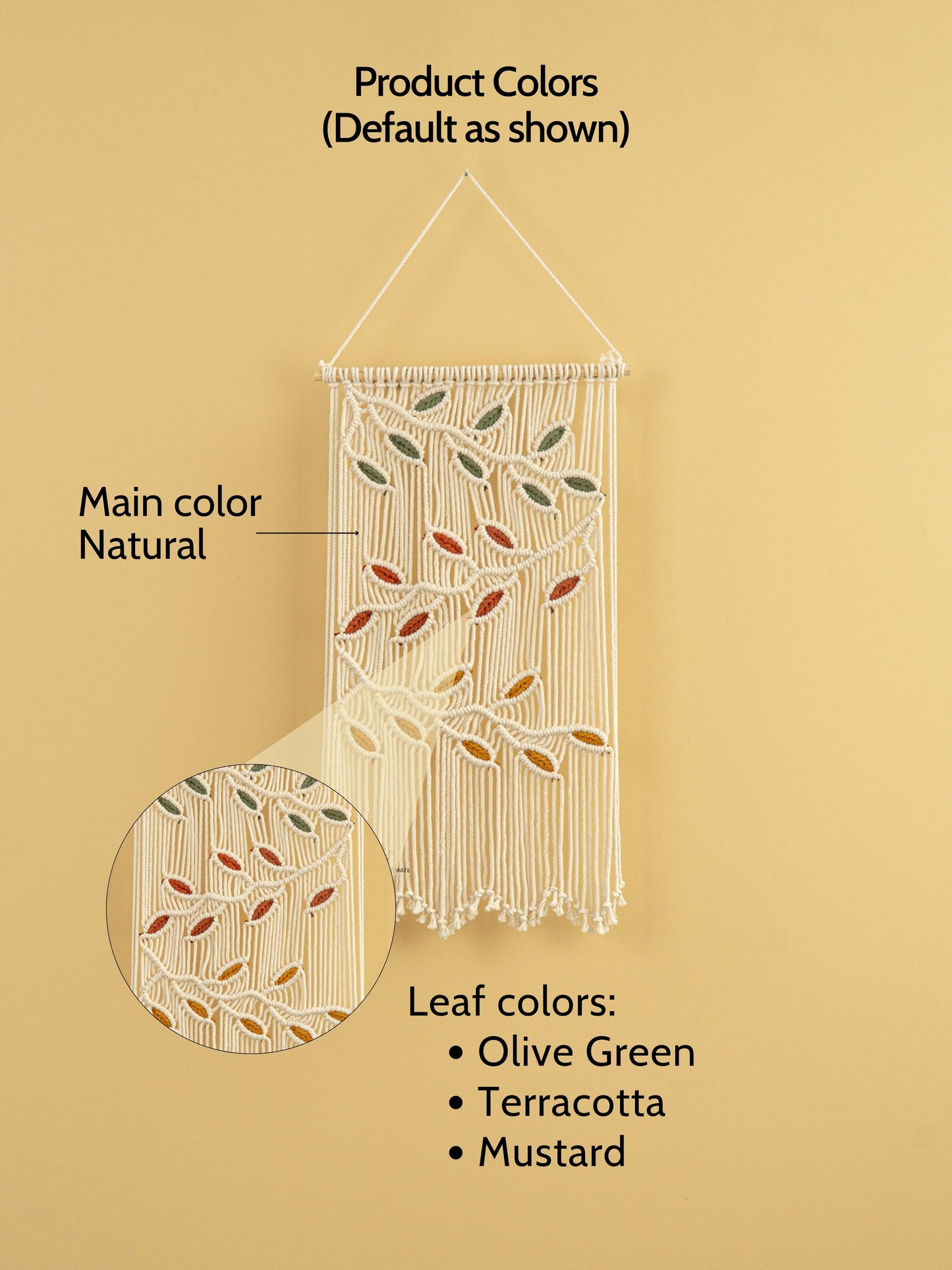 Vela Natural Macrame Leaves