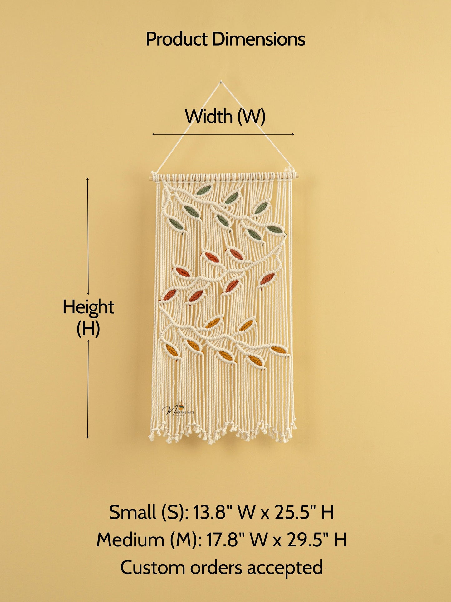 Vela Natural Macrame Leaves