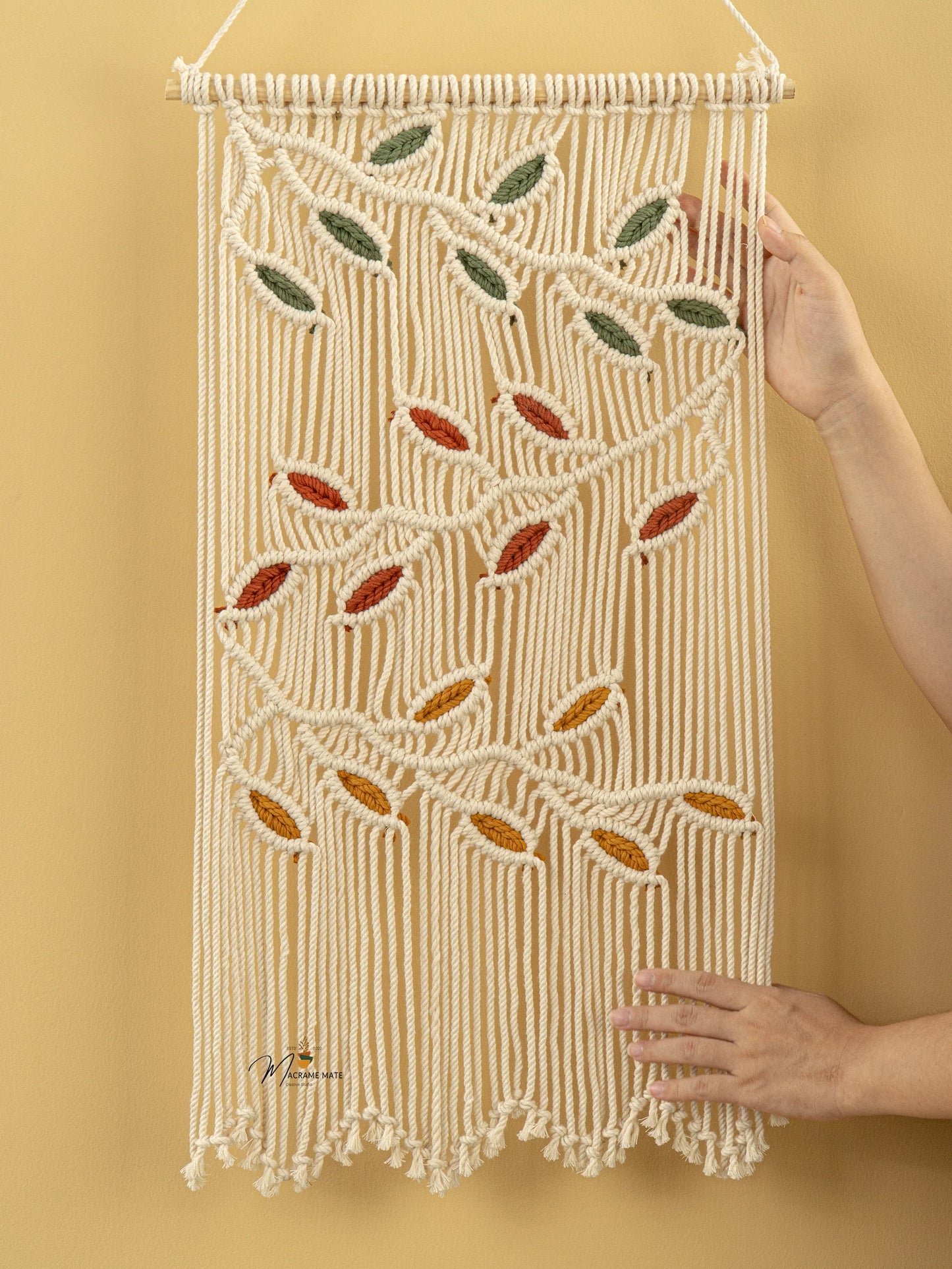 Vela Natural Macrame Leaves