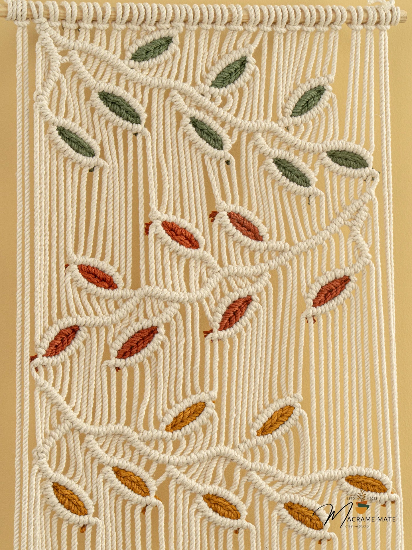 Vela Natural Macrame Leaves