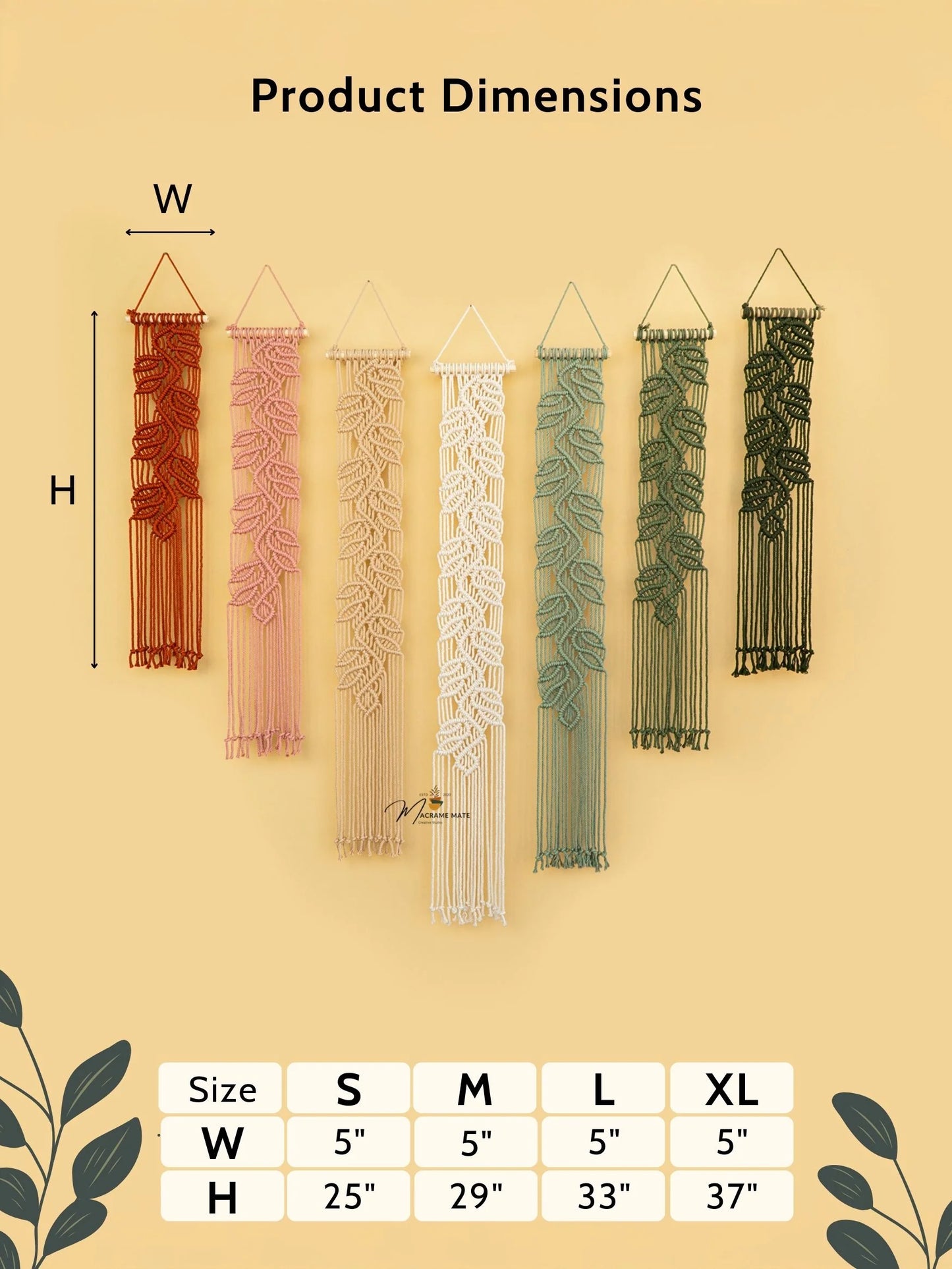 Vela Pink Green Macrame Wall Hangings
