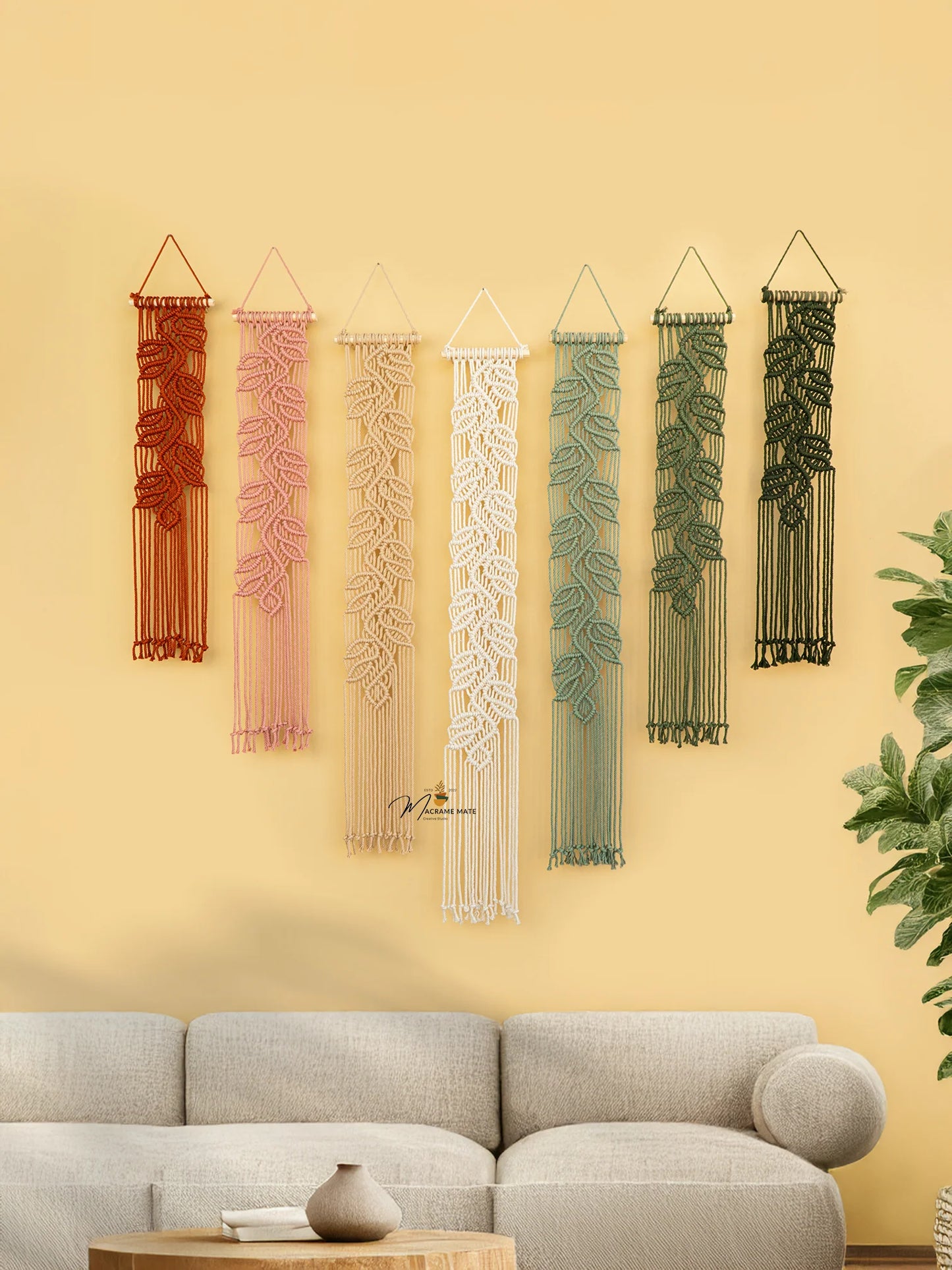 Vela Pink Green Macrame Wall Hangings
