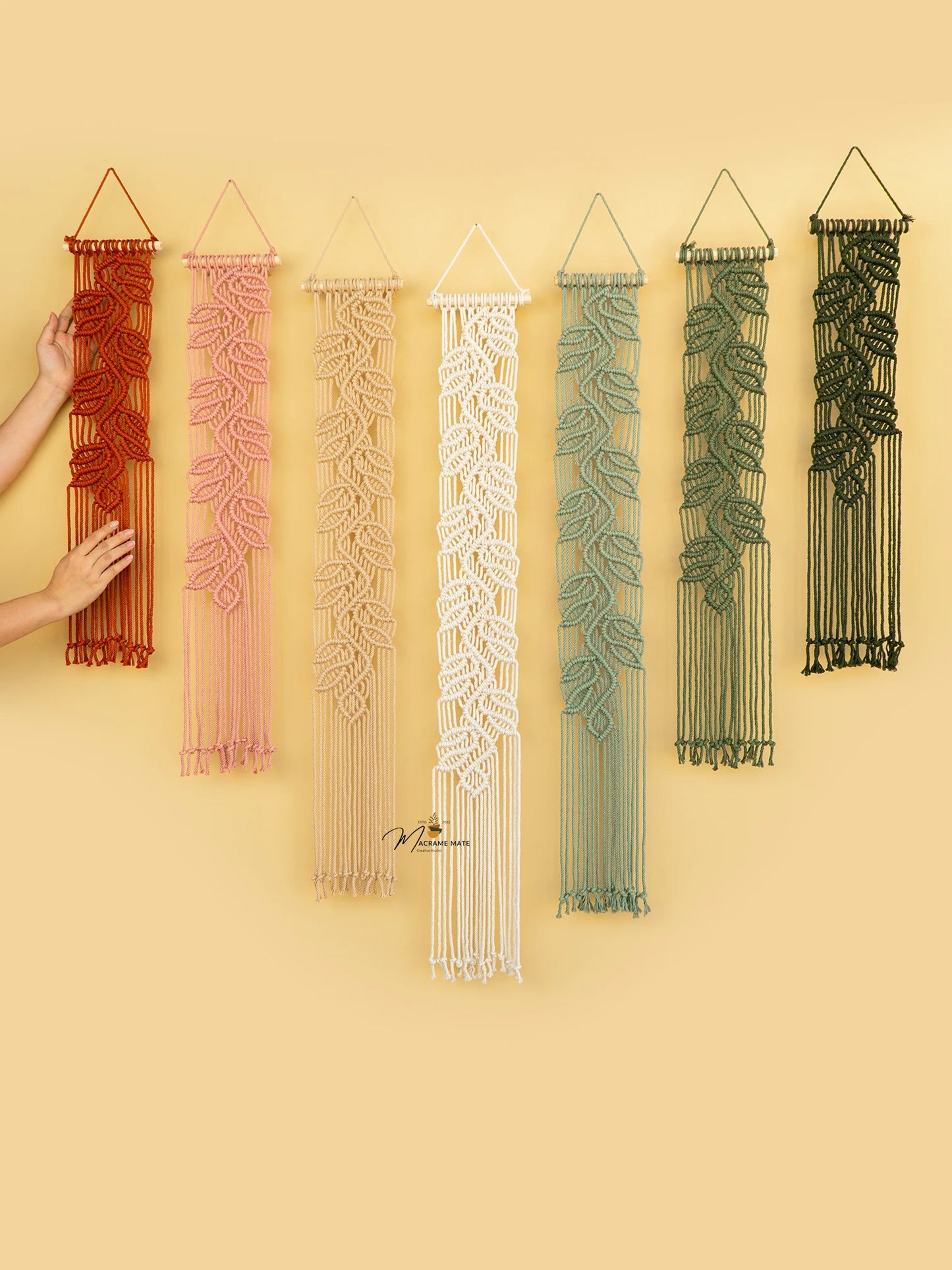 Vela Pink Green Macrame Wall Hangings