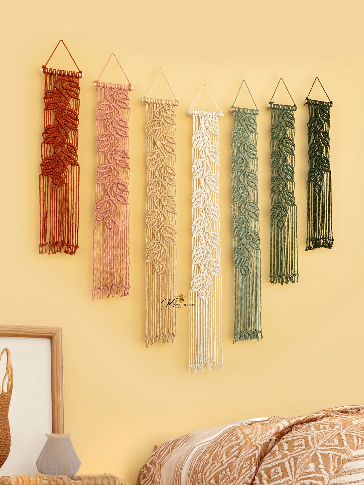 Vela Pink Green Macrame Wall Hangings