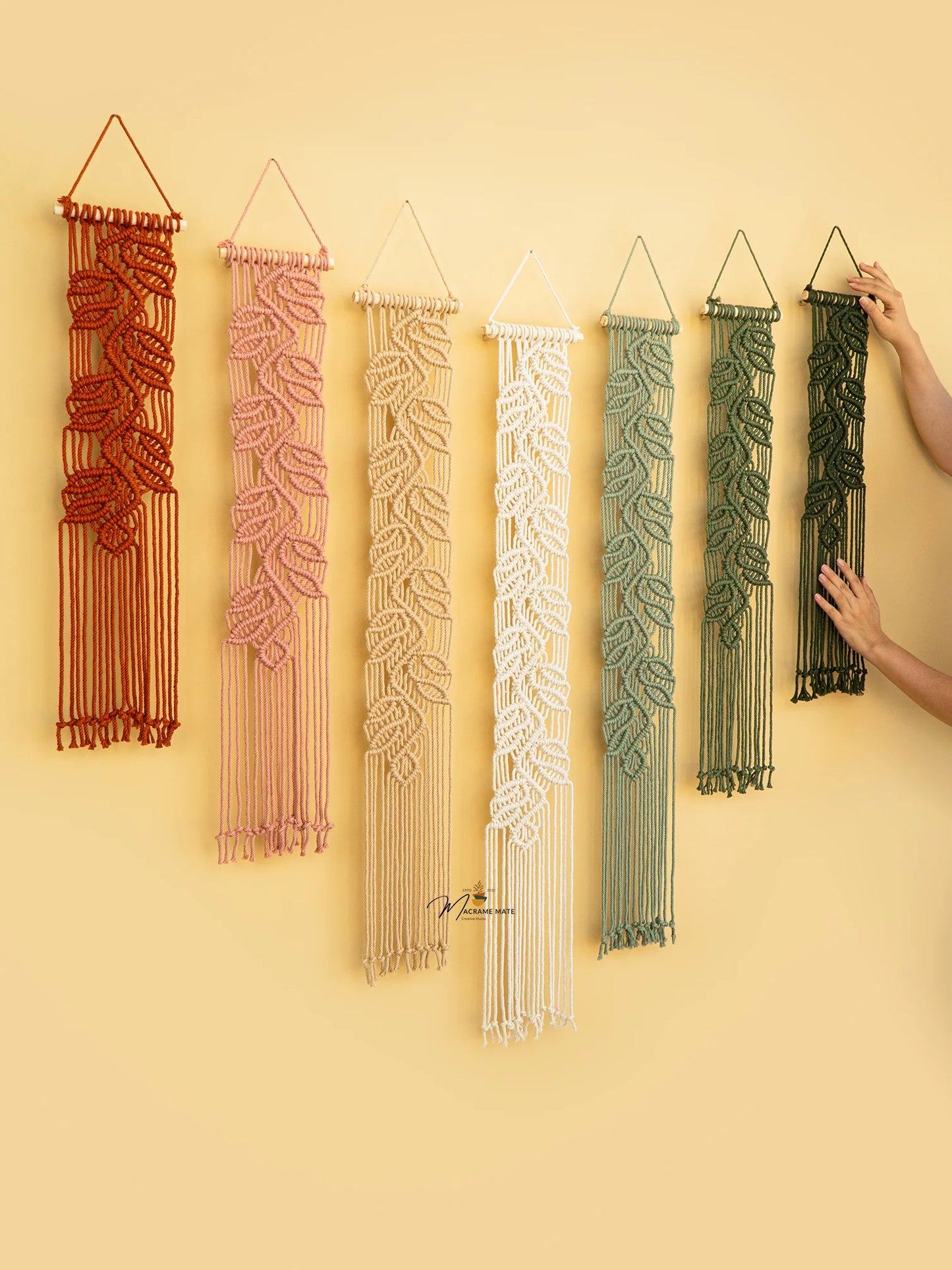 Vela Pink Green Macrame Wall Hangings