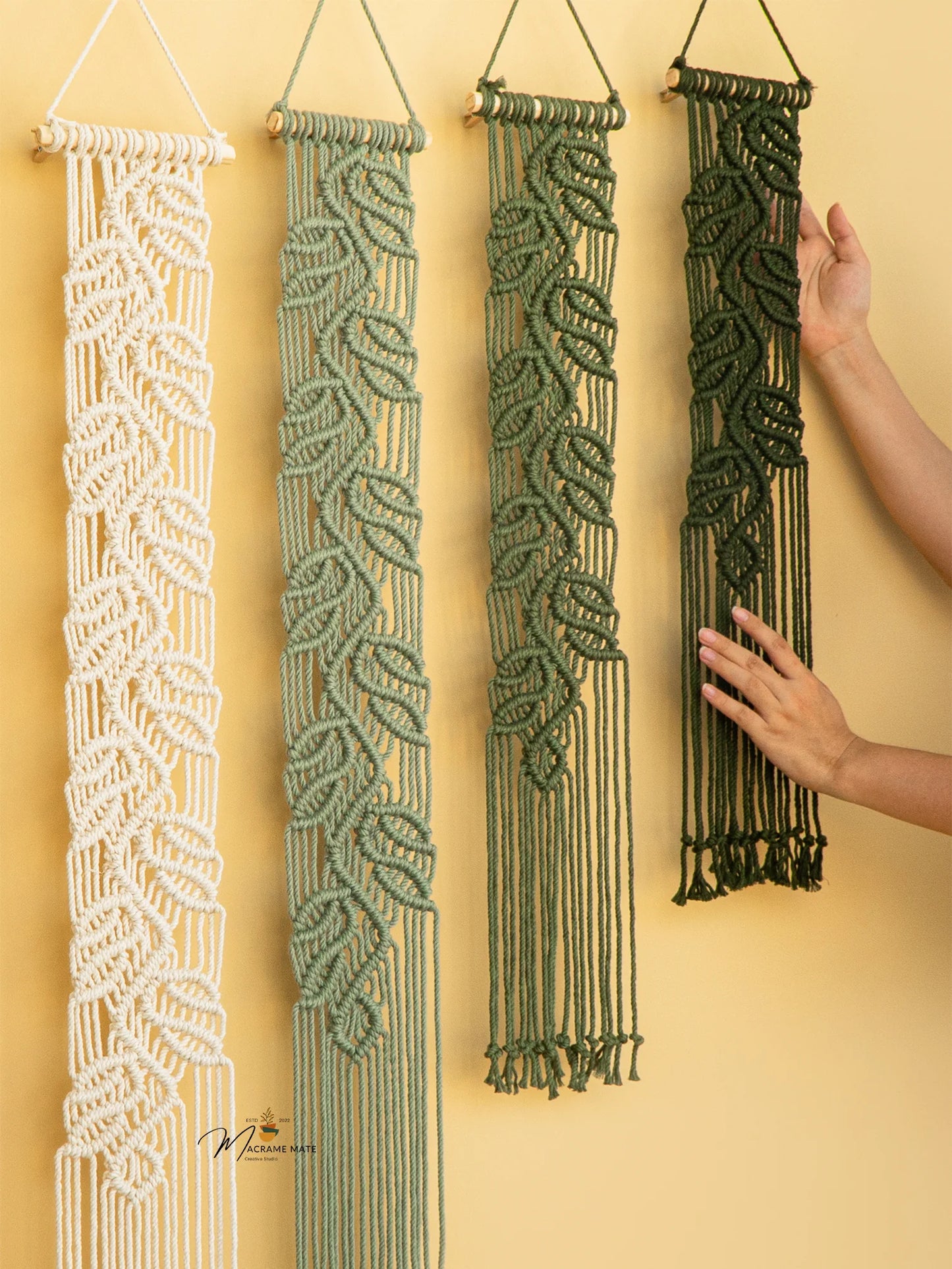 Vela Pink Green Macrame Wall Hangings