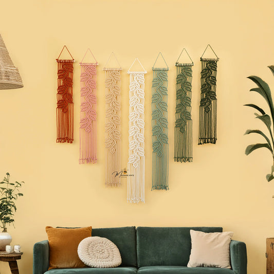 Vela Pink Green Macrame Wall Hangings