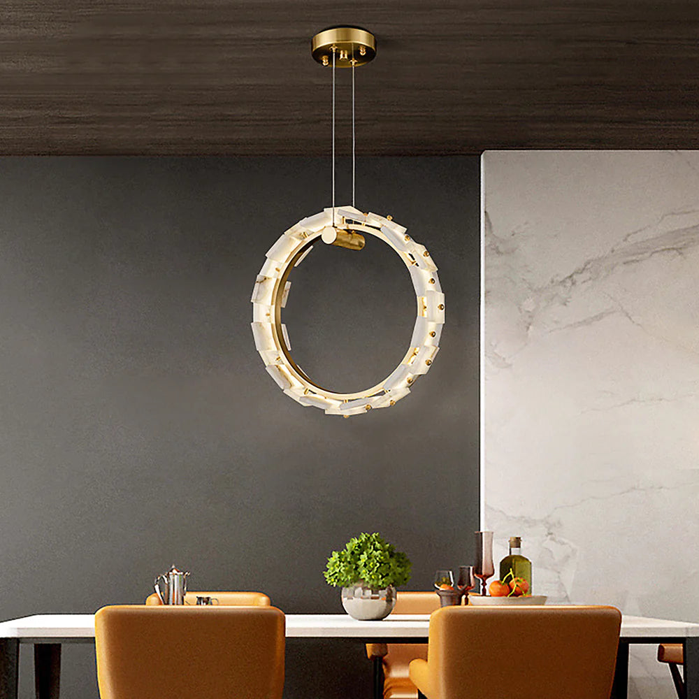 Vertical Ring Alabaster Pendant Lamp