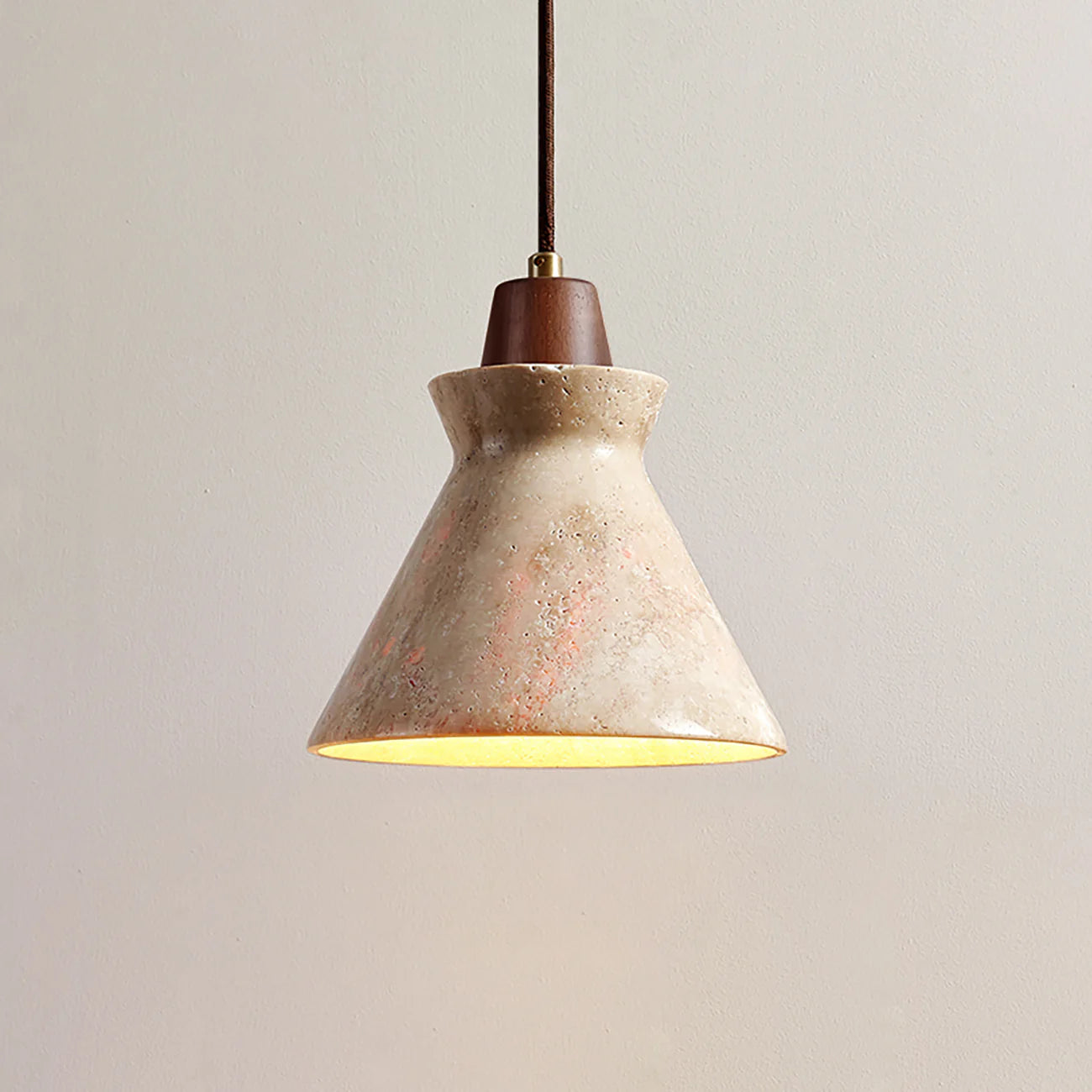 Vintage Conical Travertine Pendant Lamp