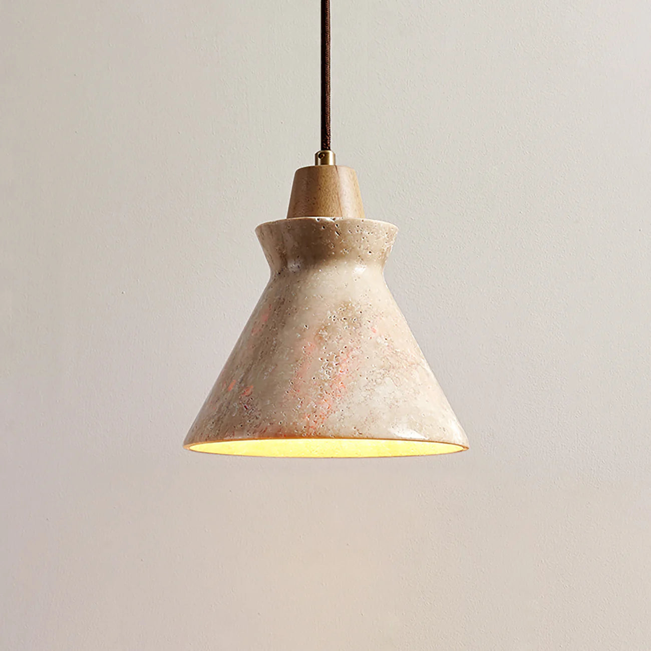 Vintage Conical Travertine Pendant Lamp