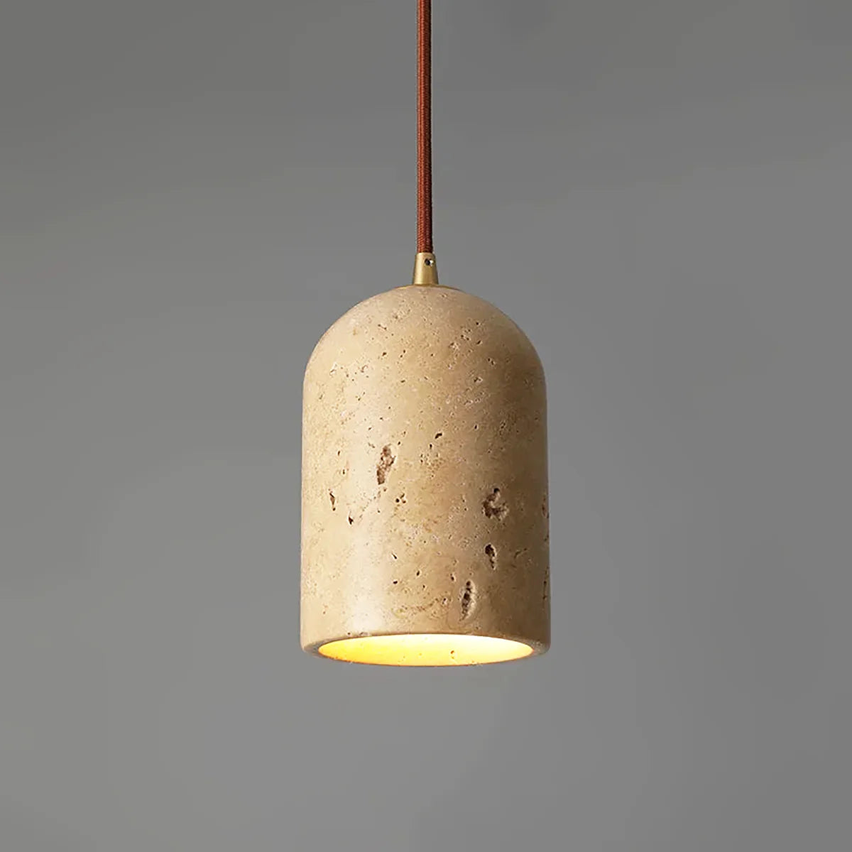 Vintage Cylindrical Travertine Pendant Lamp