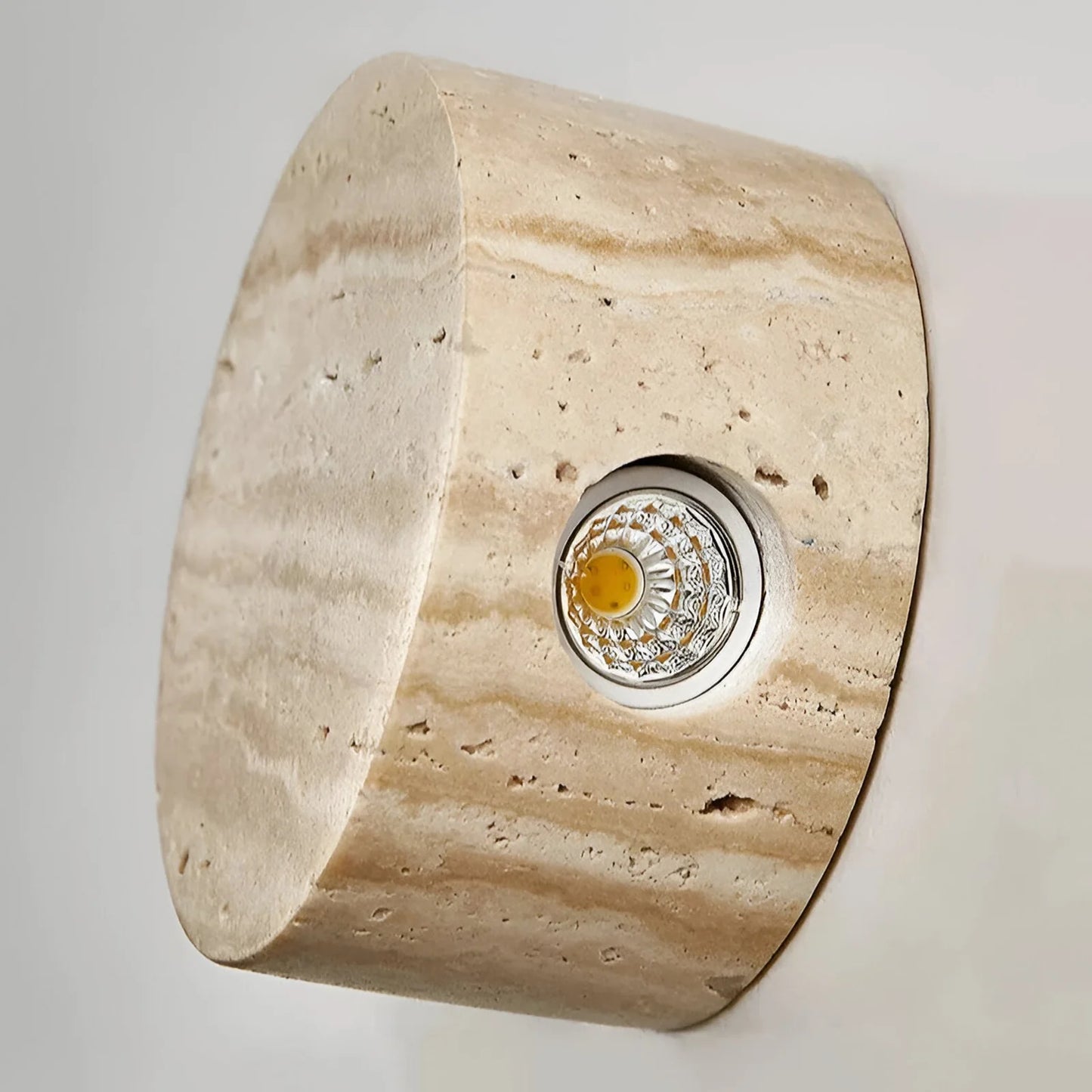Vintage Round Travertine Wall Lamp