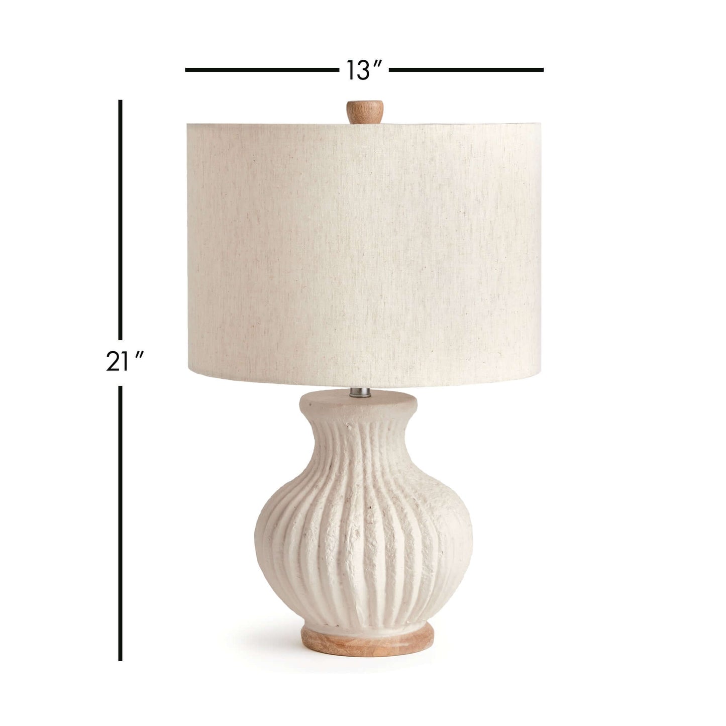 Vintage-Style Cream Ribbed Table Lamp with Linen Shade