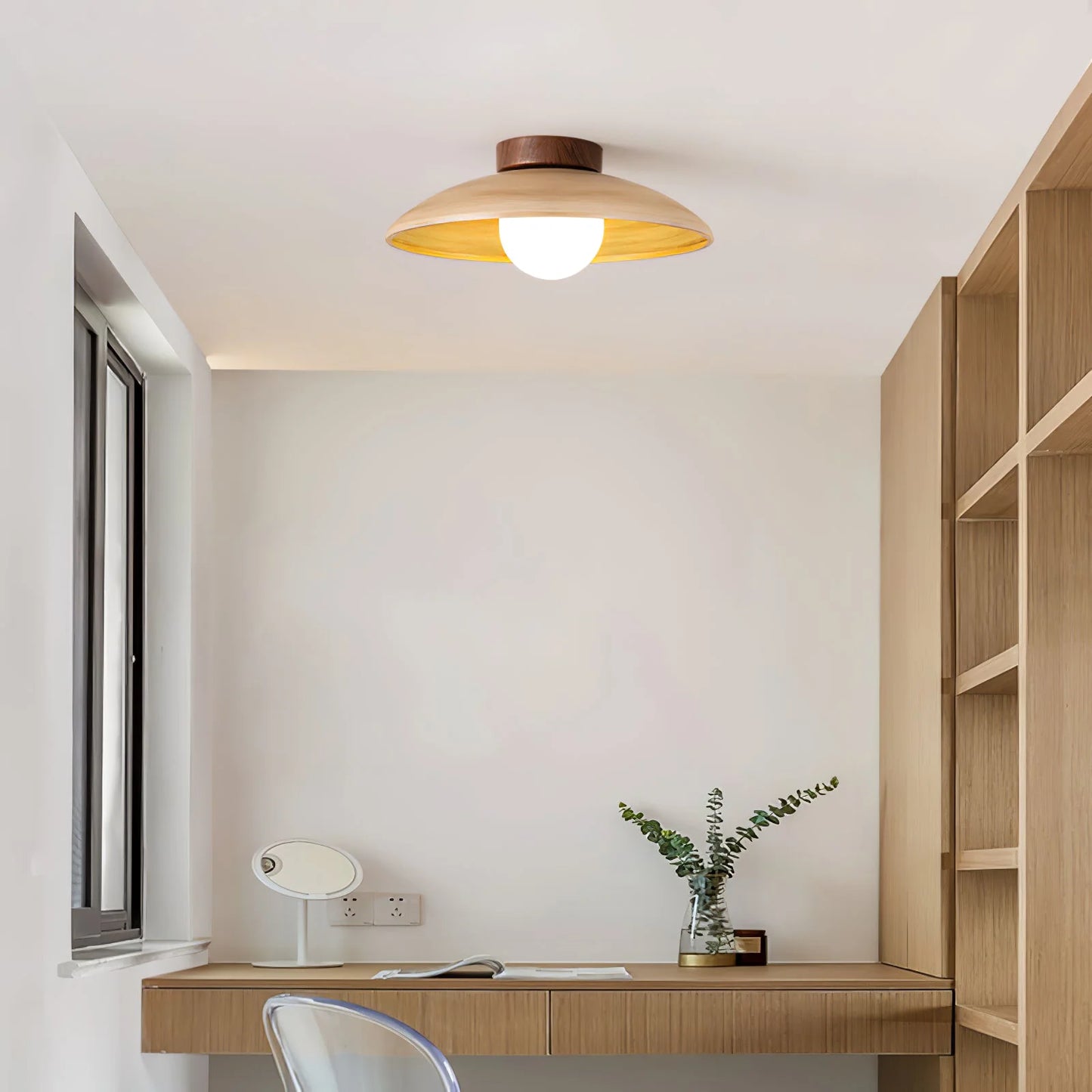 Vintage Wood Dome Ceiling Light