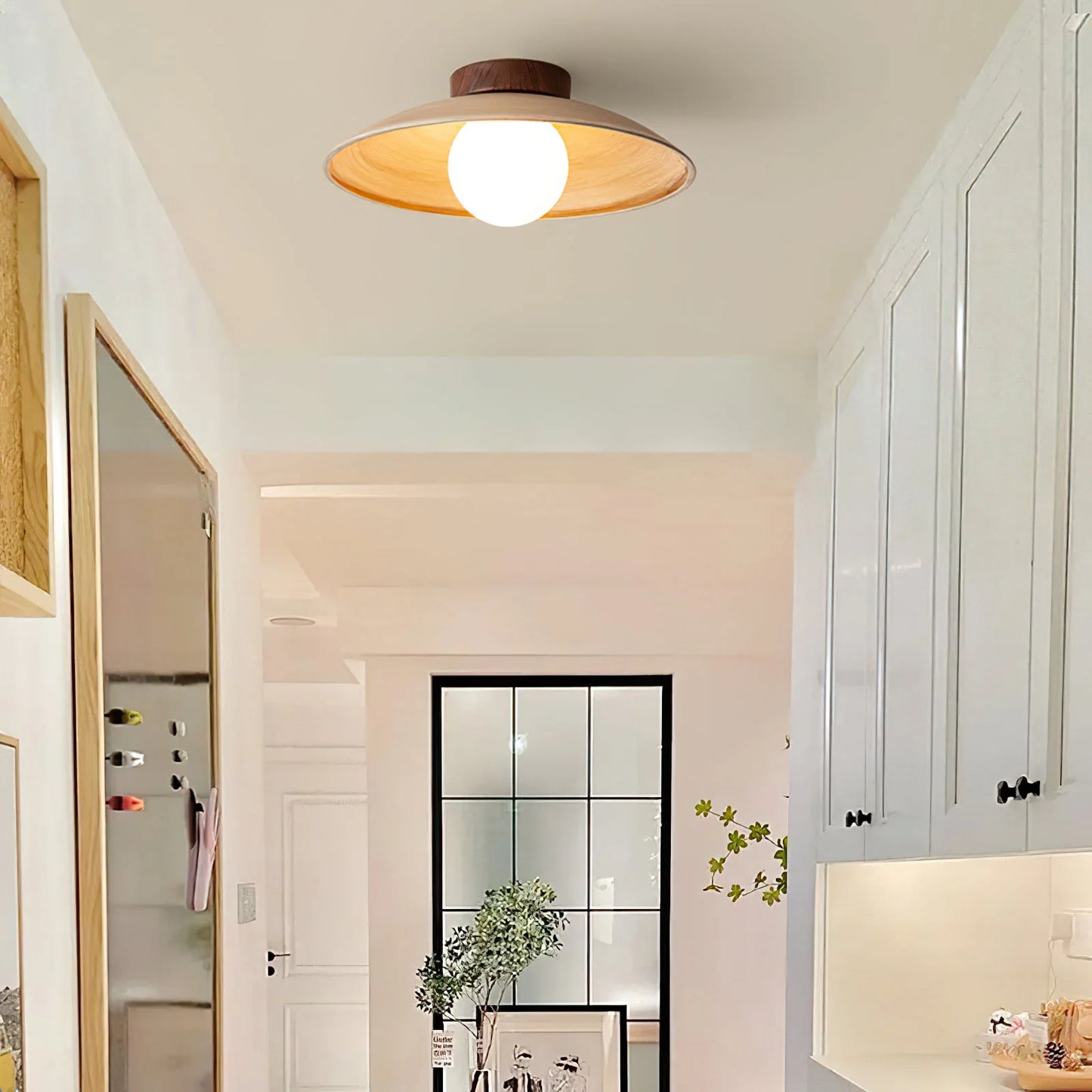 Vintage Wood Dome Ceiling Light