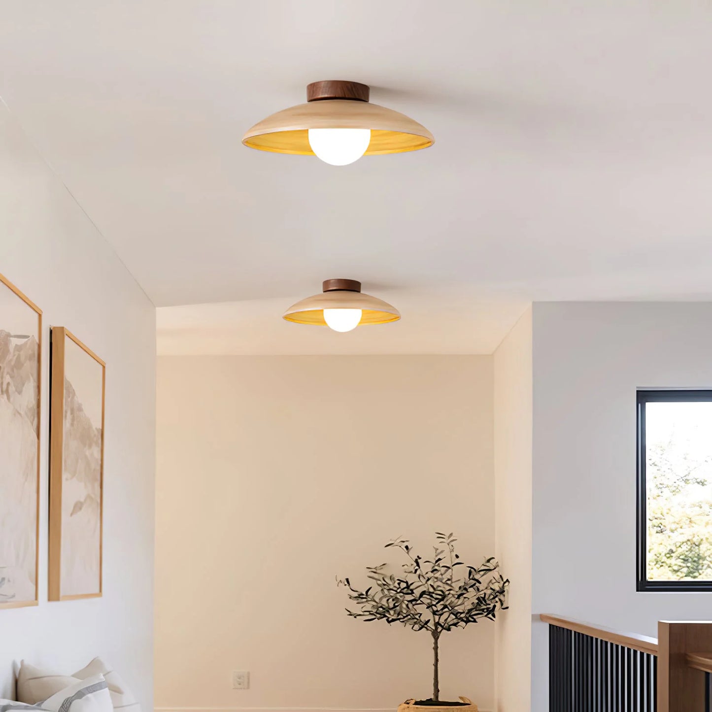 Vintage Wood Dome Ceiling Light