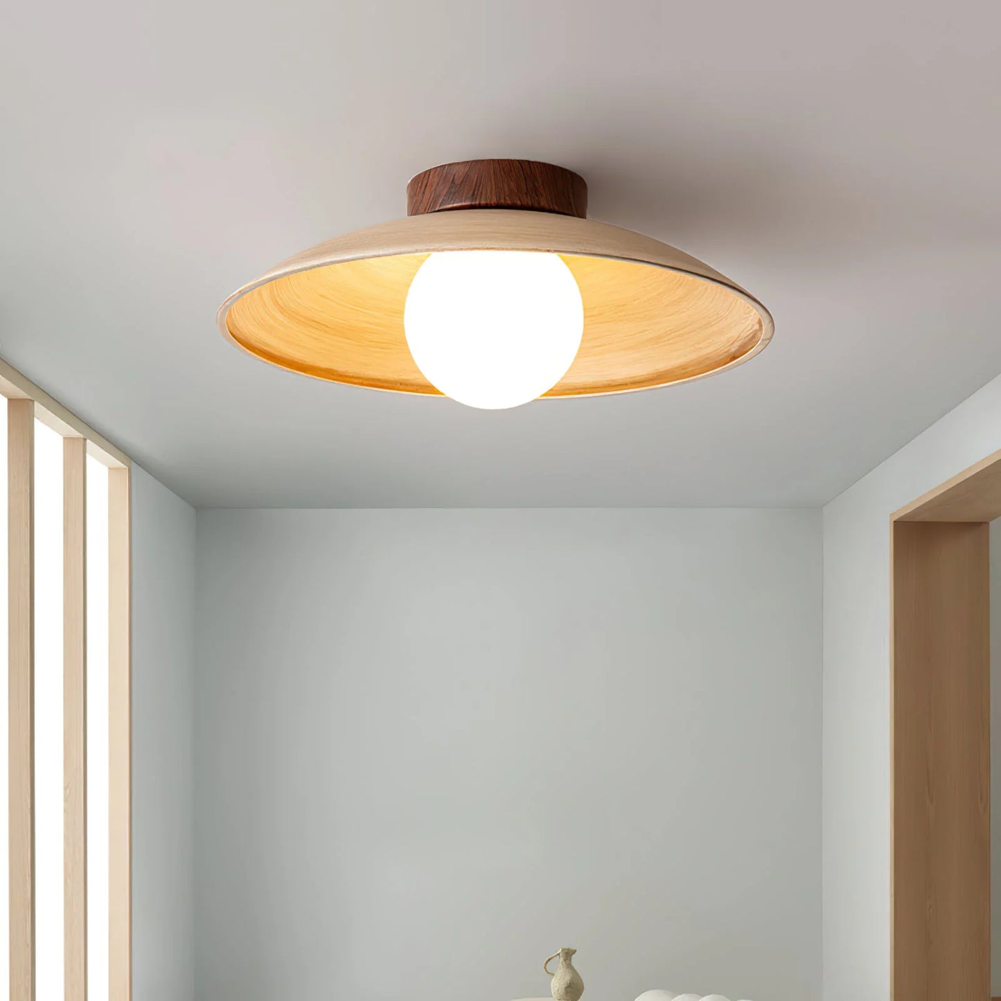 Vintage Wood Dome Ceiling Light