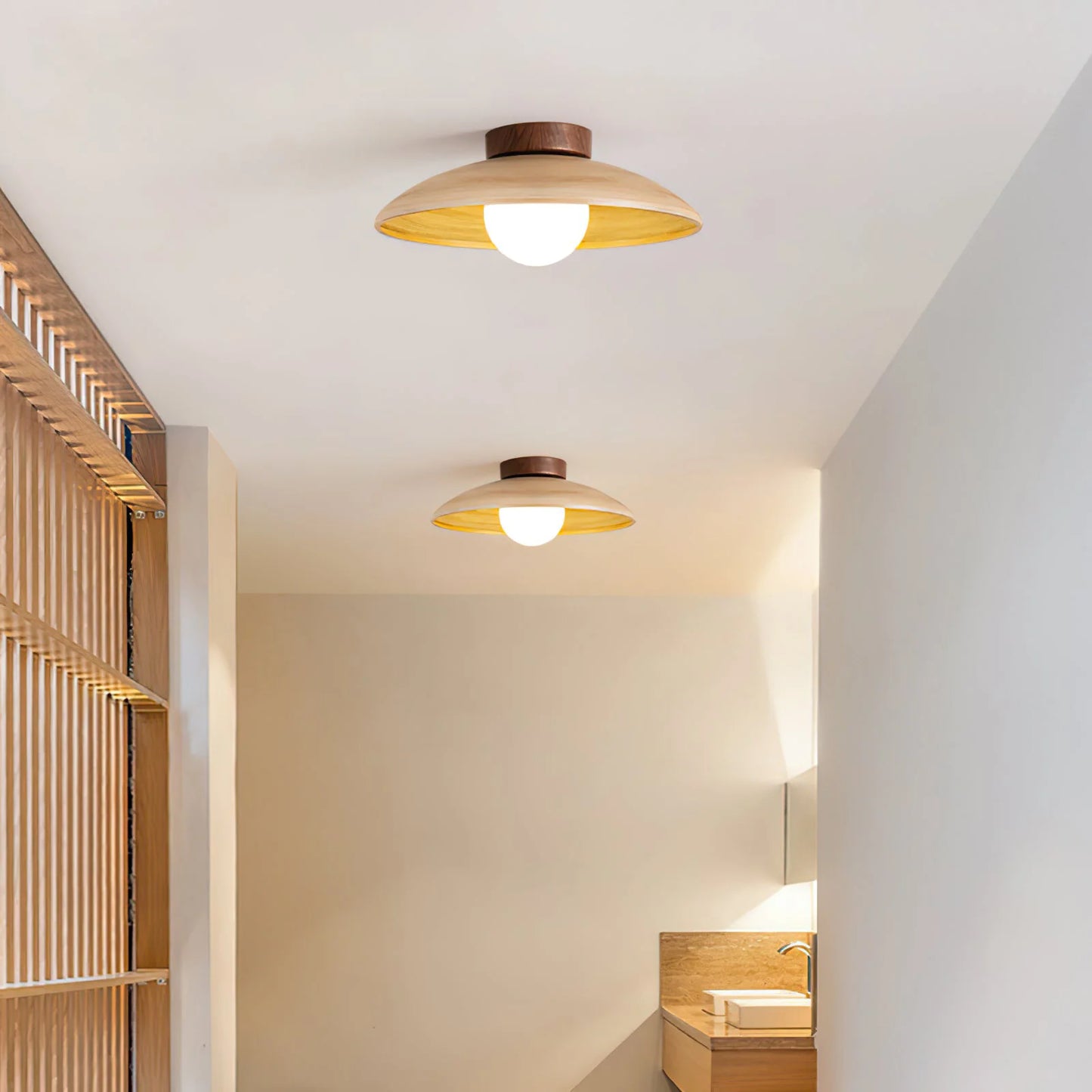 Vintage Wood Dome Ceiling Light