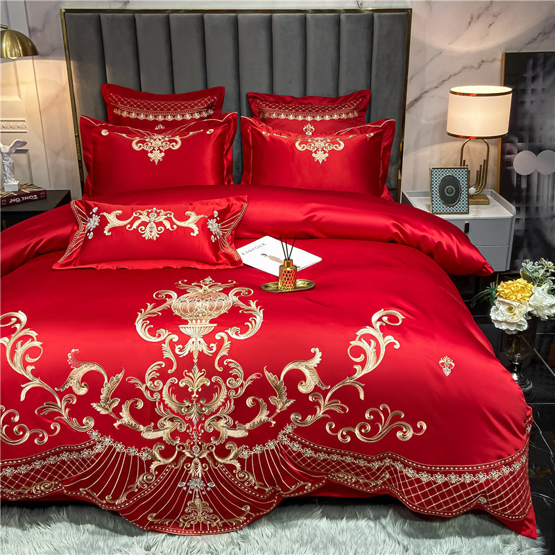 Vintage Embroidered Egyptian Cotton Bedding Set