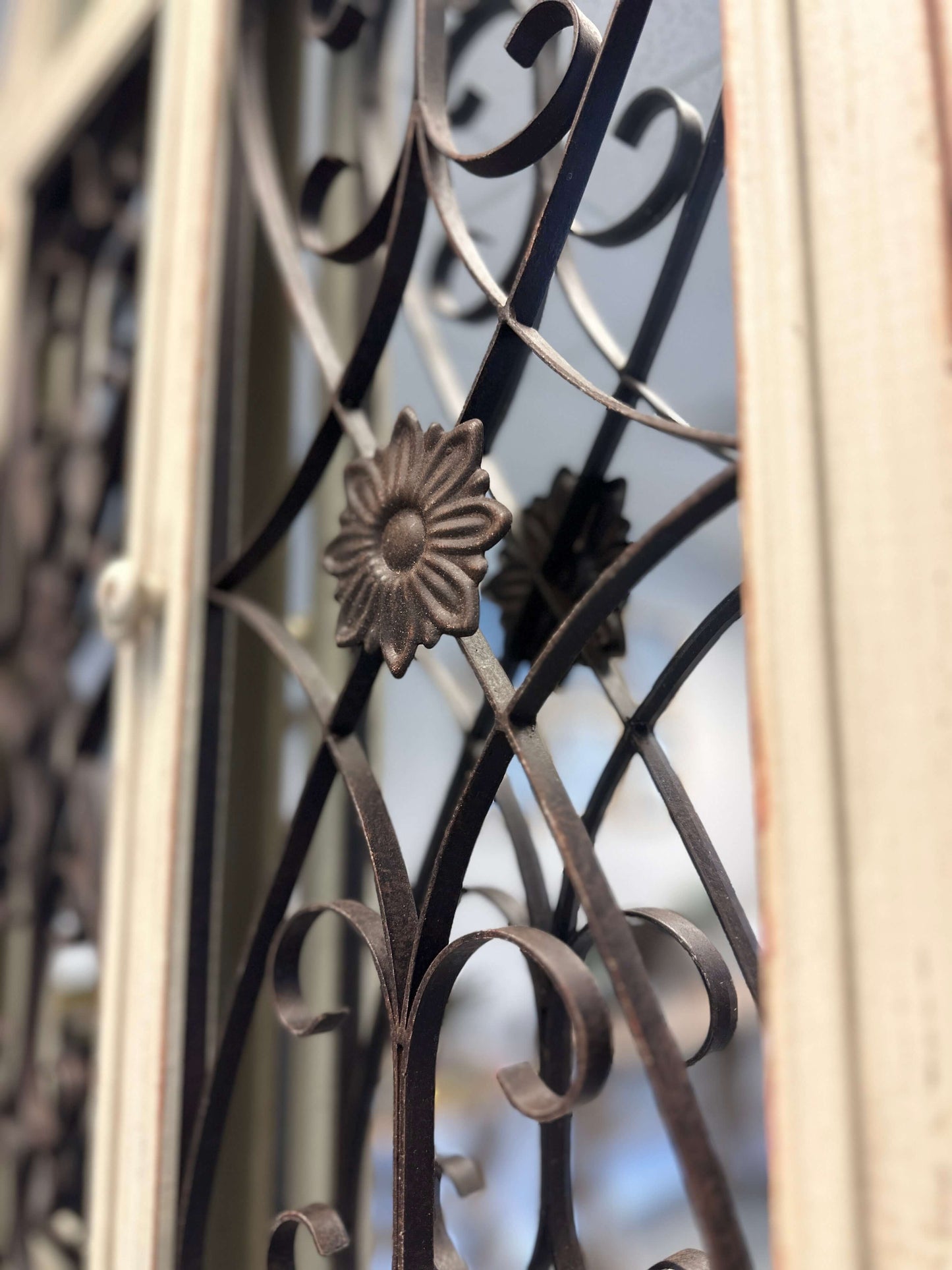 Vintage Arched Window Mirror in Antique White