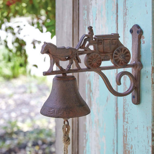 Vintage Cast Iron Horse and Stagecoach Door Bell