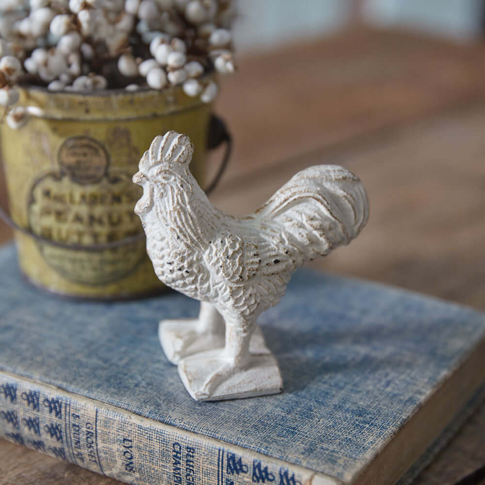 Vintage Cast Iron Rooster Paperweights (Set of 2)