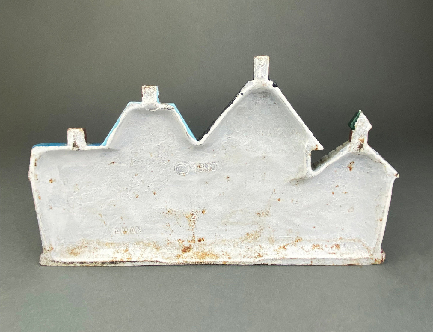 Door Stopper Shaped like Row of Houses. Vintage, Cast Iron Stopper.