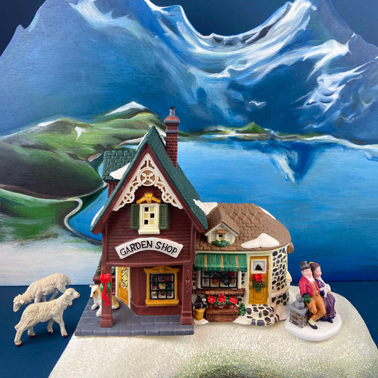 Vintage Garden Shop Christmas Village House by Lemax Limited Edition. Illuminated Porcelain Building. Whimsical Home Retail Holiday Decor.
