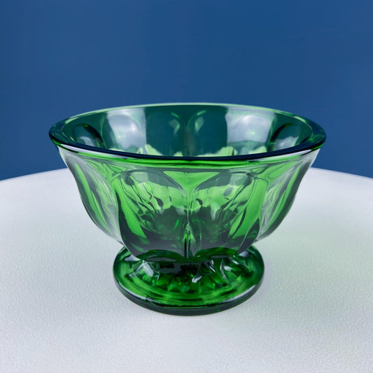 Vintage Green Glass Footed Fruit Candy Serving Bowl. Anchor Hocking Modern Collectible Dish. Dining Room Table Decor. Gift for Him Her.
