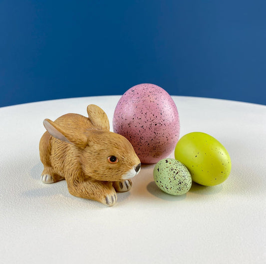 Lefton Brown Porcelain Bunny. Small Cute Hand Painted Rabbit Statuette. Easter Celebration. Gift for Him Her Kid Bunny Collector.