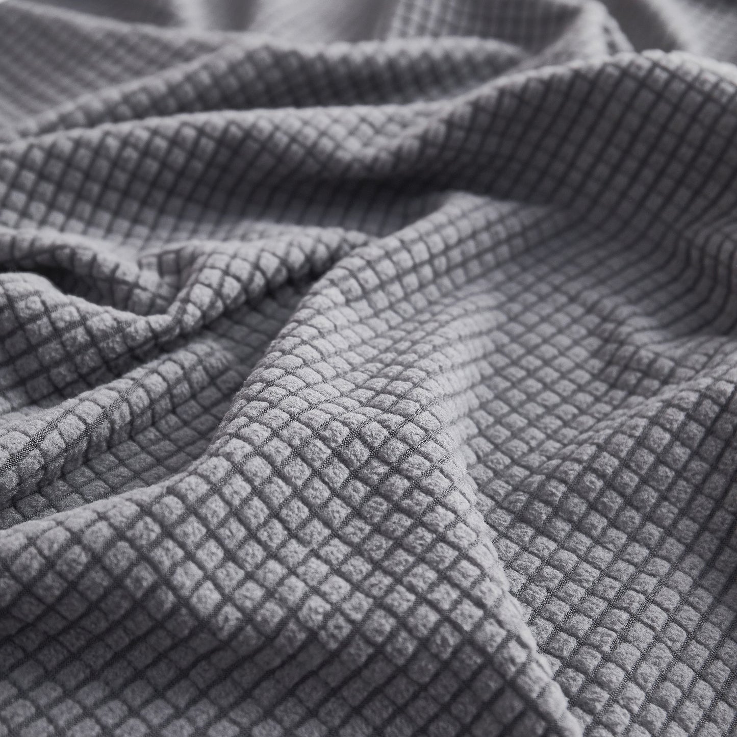 Grid Textured Stretch Sofa Cover, Soft Elastic Slipcover for Couch Protection