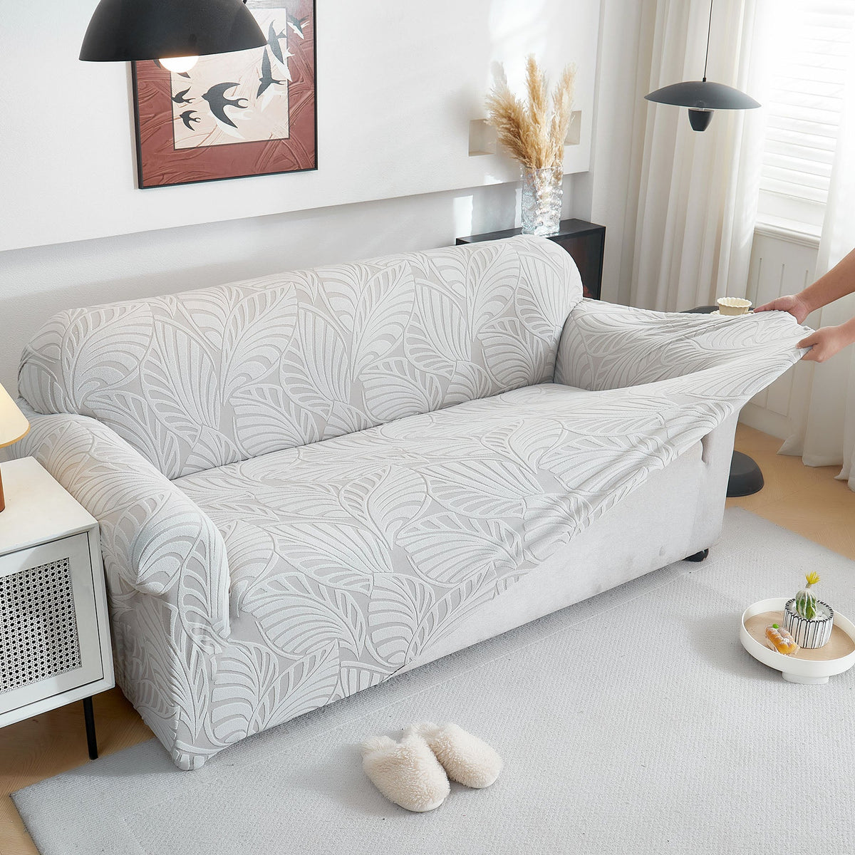 Stretch Sofa Slipcover 1-Piece Furniture Protector Couch with Elastic Bottom for Kids