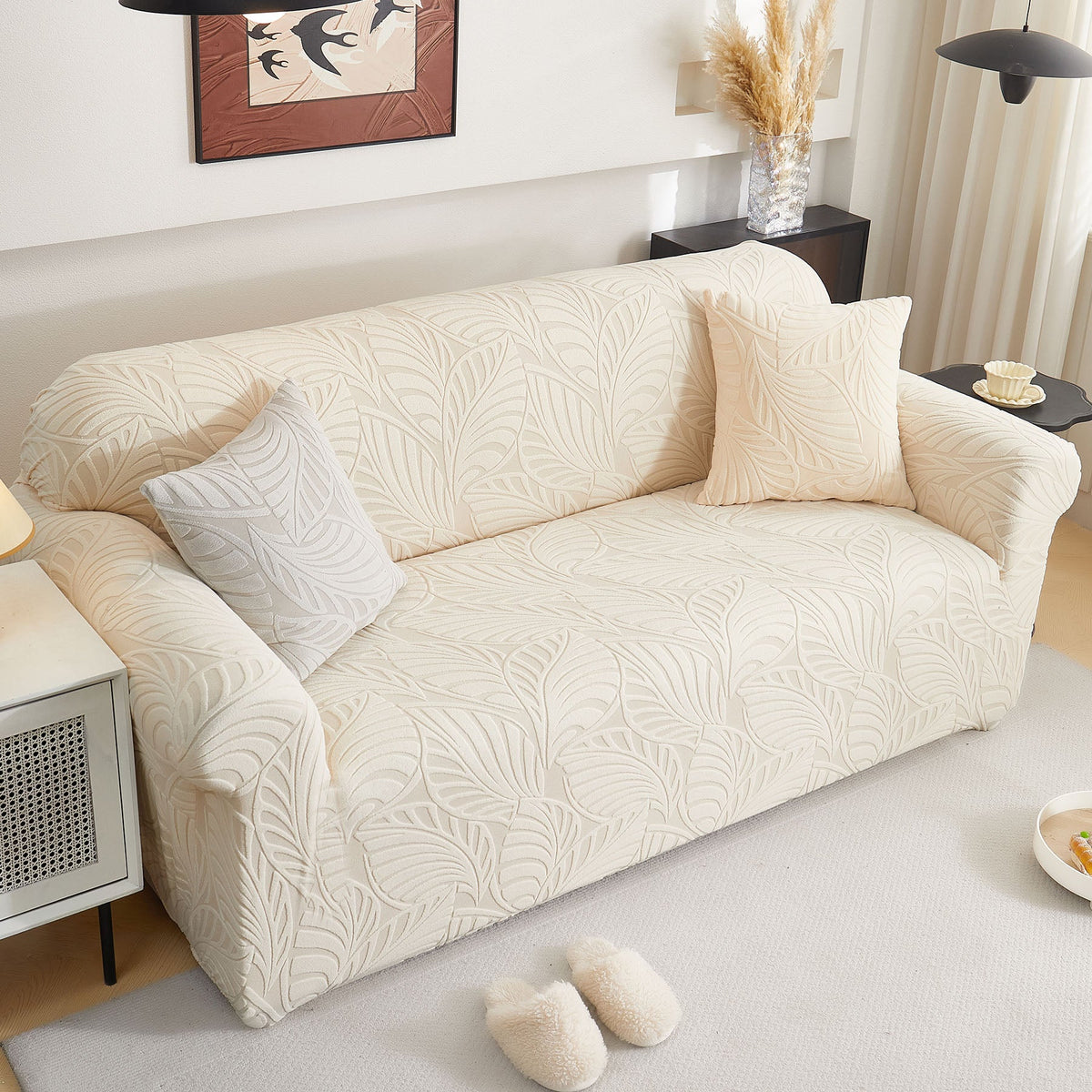 Stretch Sofa Slipcover 1-Piece Furniture Protector Couch with Elastic Bottom for Kids
