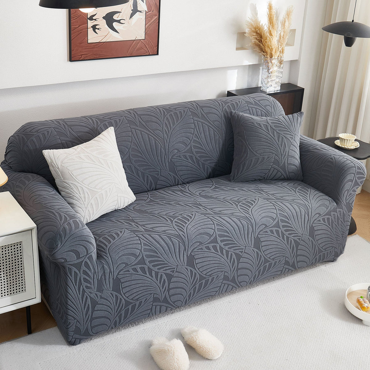Stretch Sofa Slipcover 1-Piece Furniture Protector Couch with Elastic Bottom for Kids