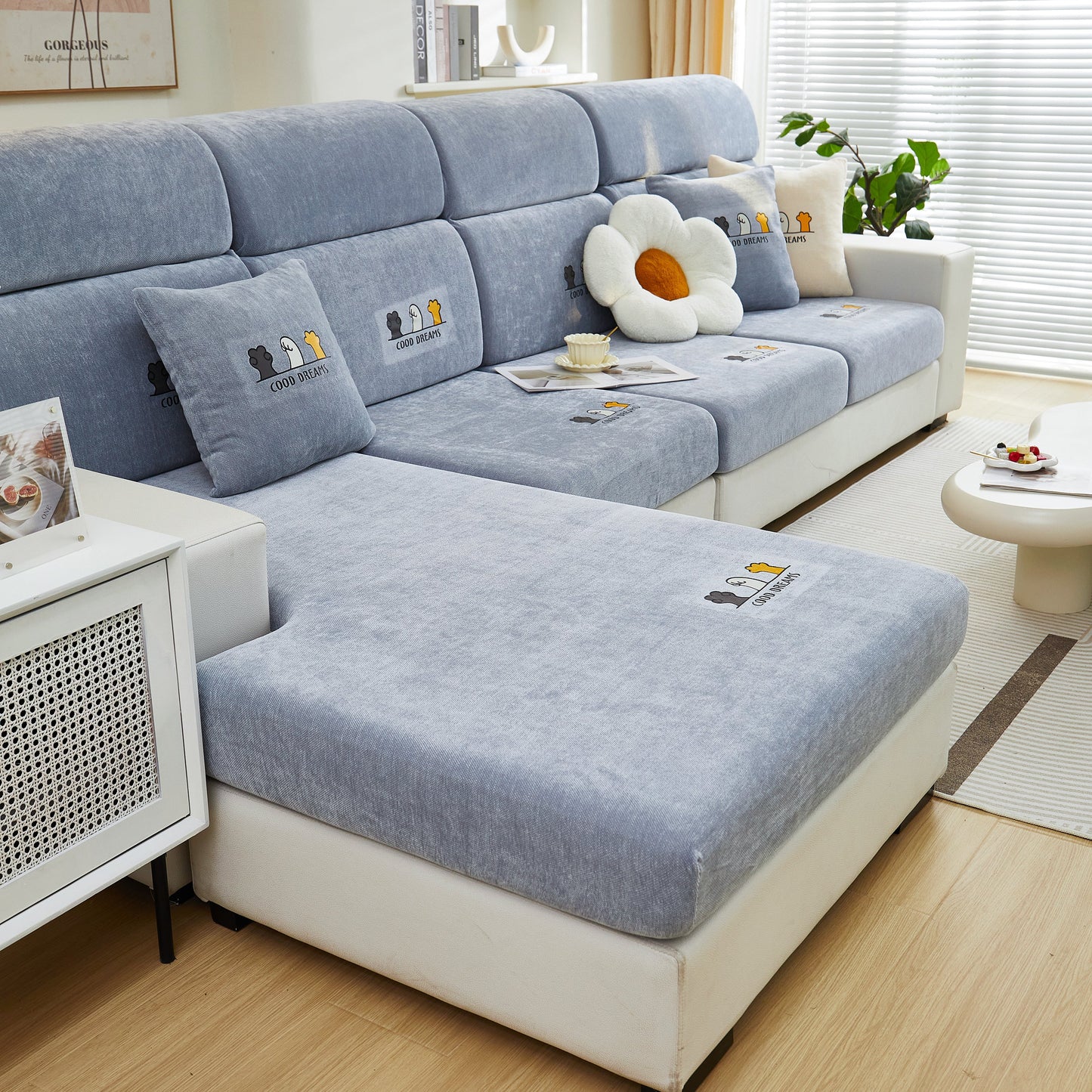 Super Stretch Seat Cushion/Couch Slipcover, Solid Couch Cushion Covers Washable Furniture Protector
