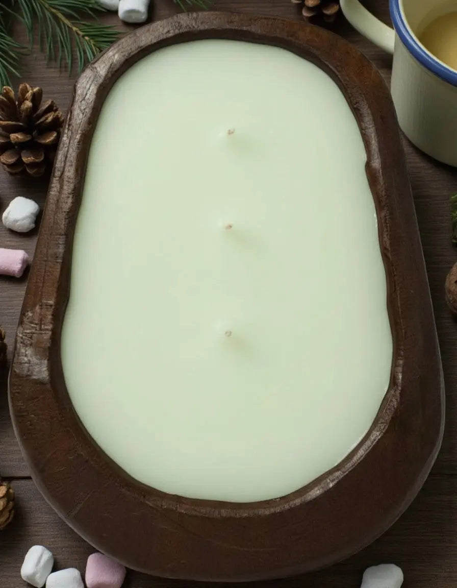 Alpine Stroll Hand-Carved Wood Bowl Soy Candle