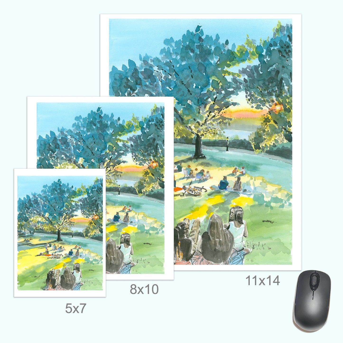 Billings Lawn 2, Watercolor, Hudson River Scene