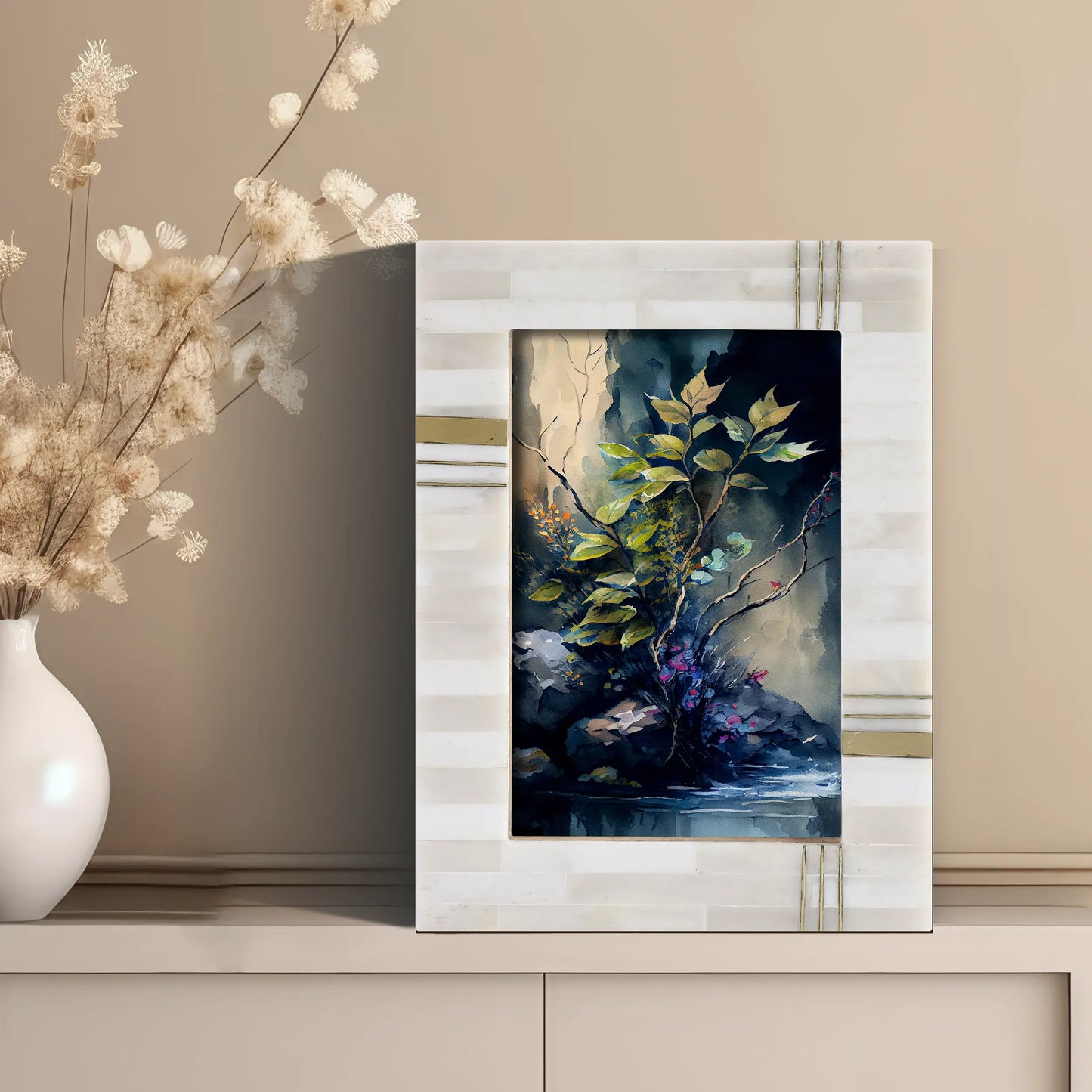 Picture Frames West Coast Barbara Pattern Bone Inlay Collection in 2 Sizes