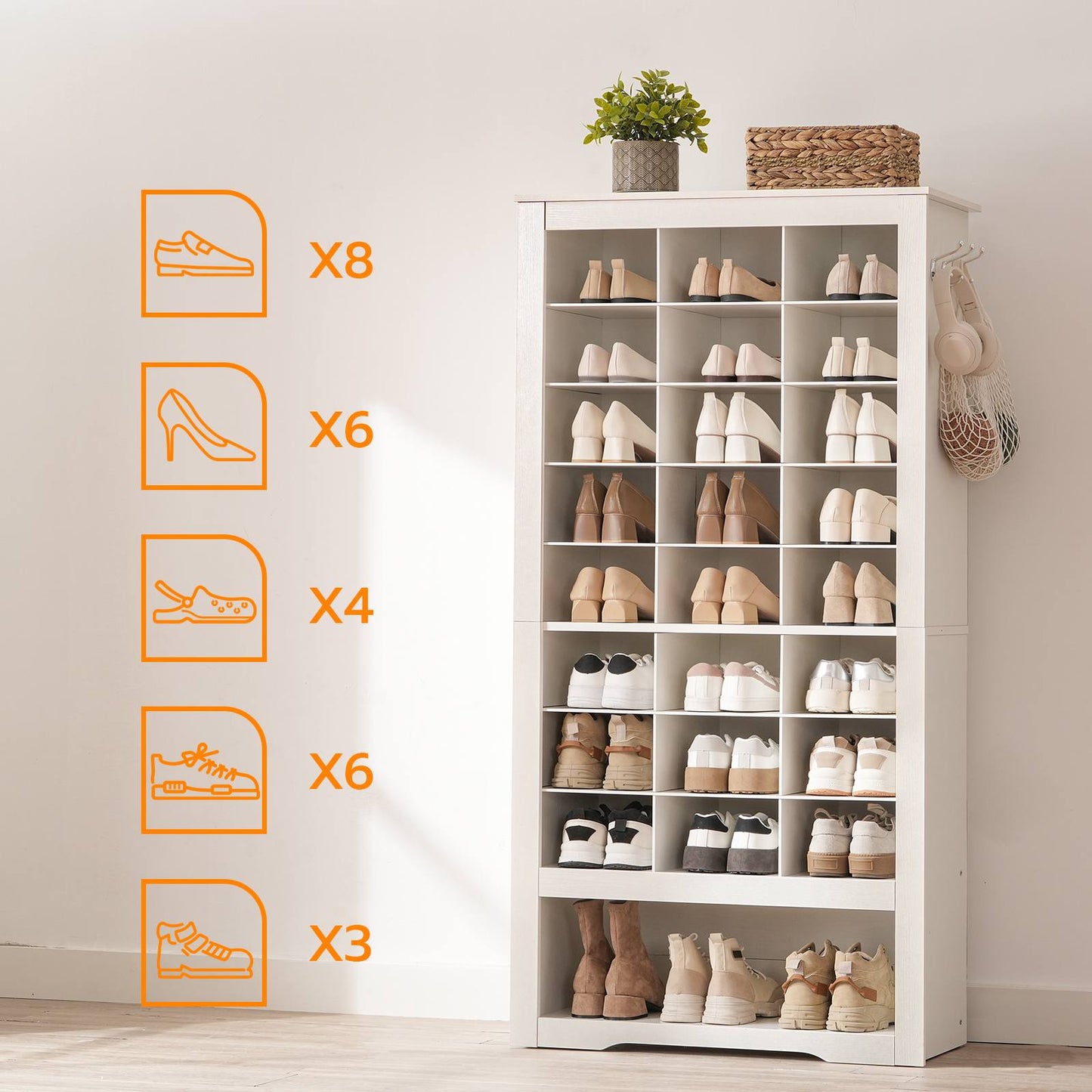 White Tall Shoe Cabinet