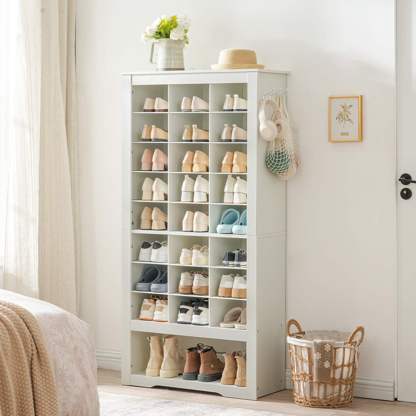 White Tall Shoe Cabinet