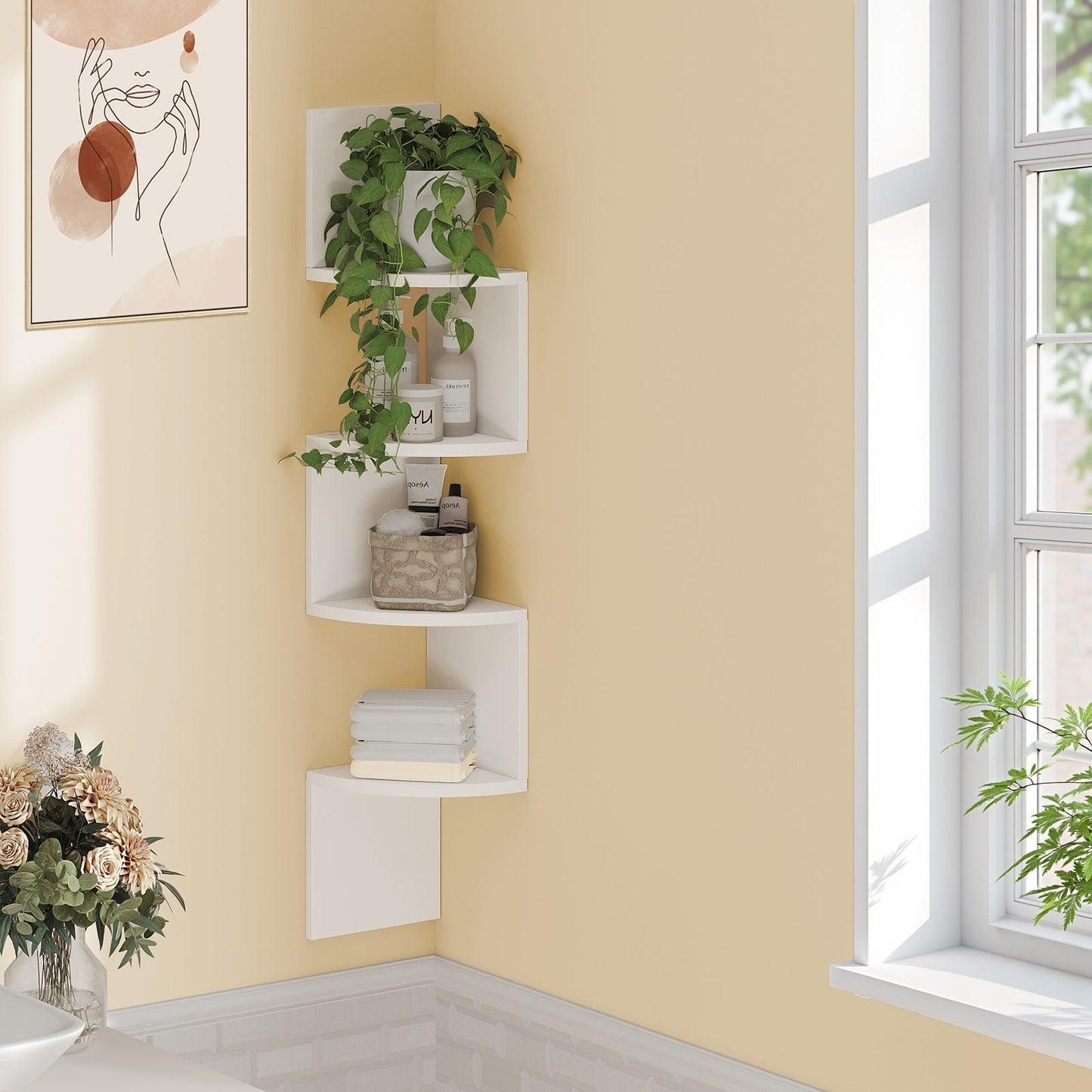 Corner Shelf Wall-Mounted - White