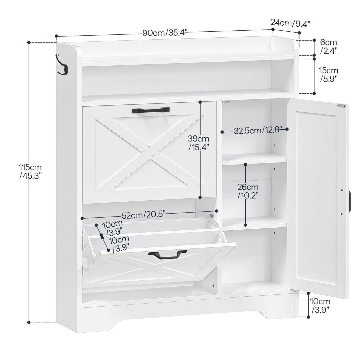 Shoe Cabinet Storage for Entryway - White