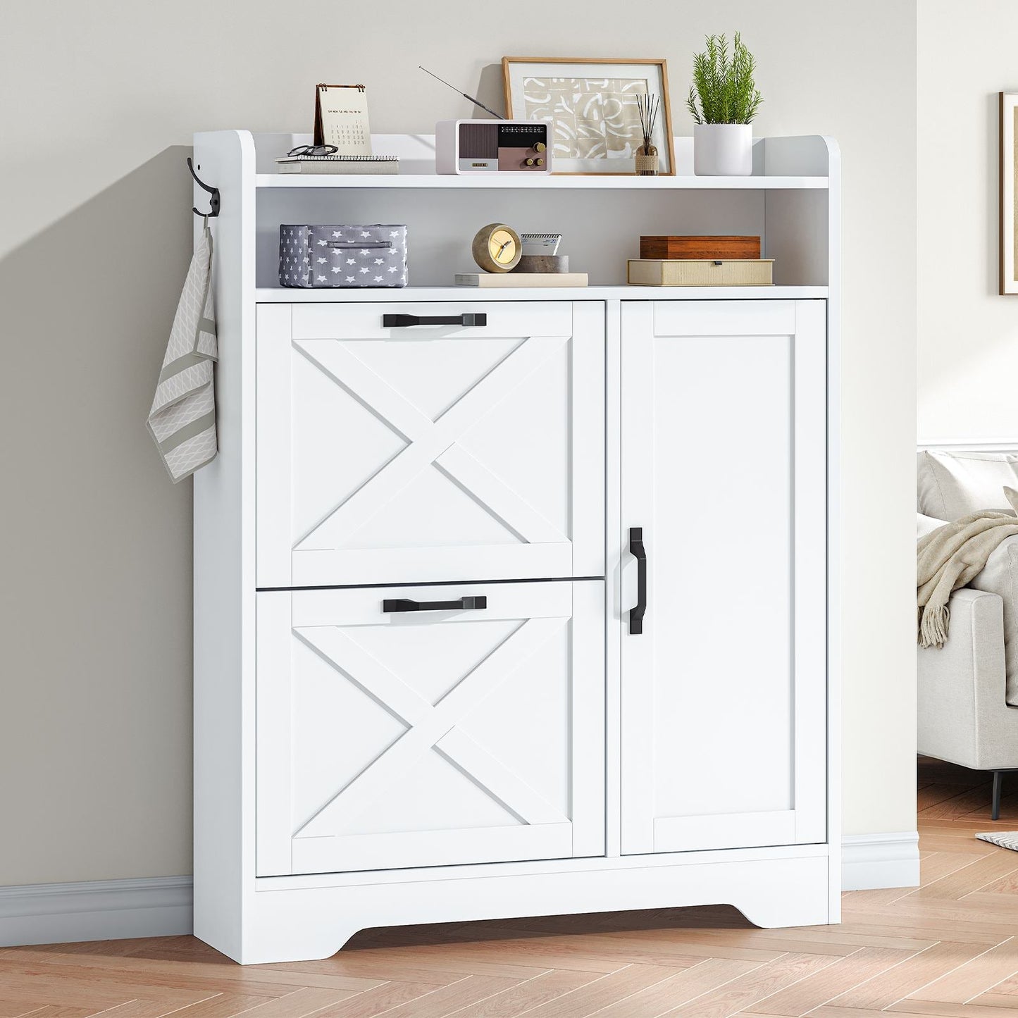 Shoe Cabinet Storage for Entryway - White