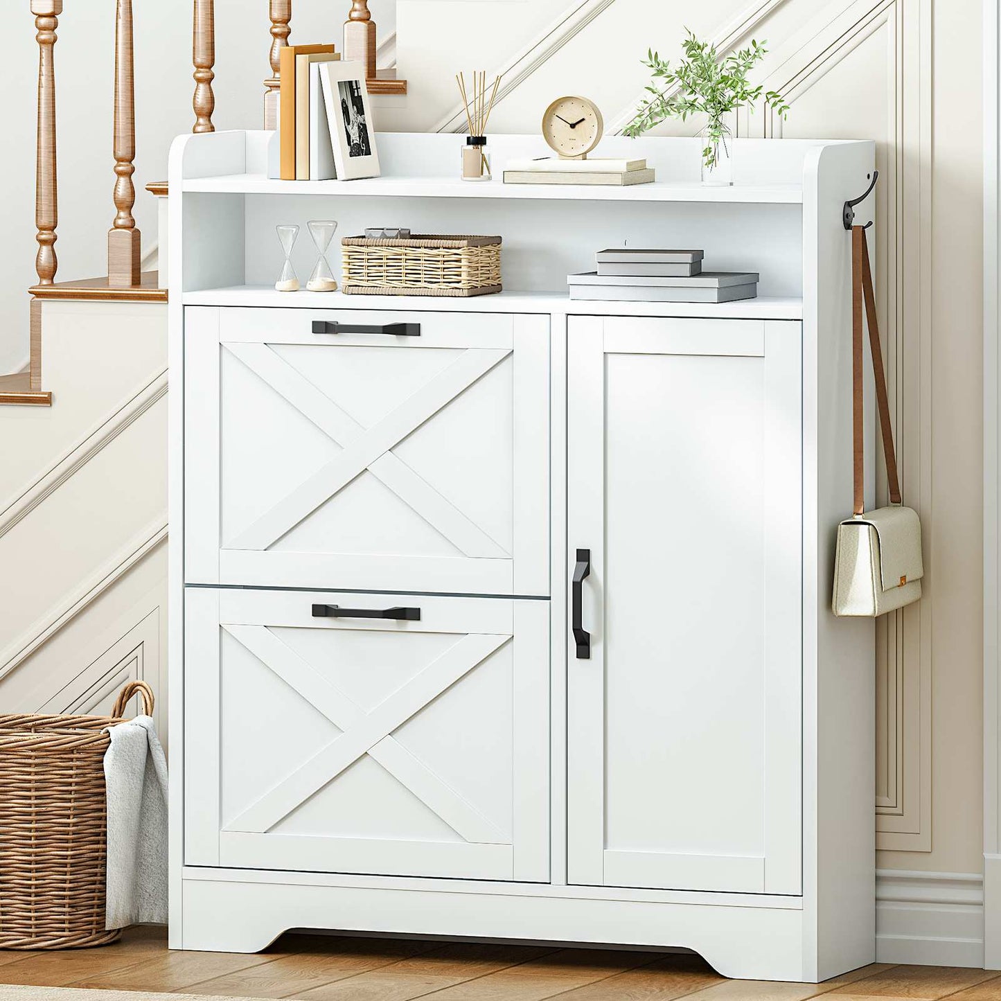Shoe Cabinet Storage for Entryway - White