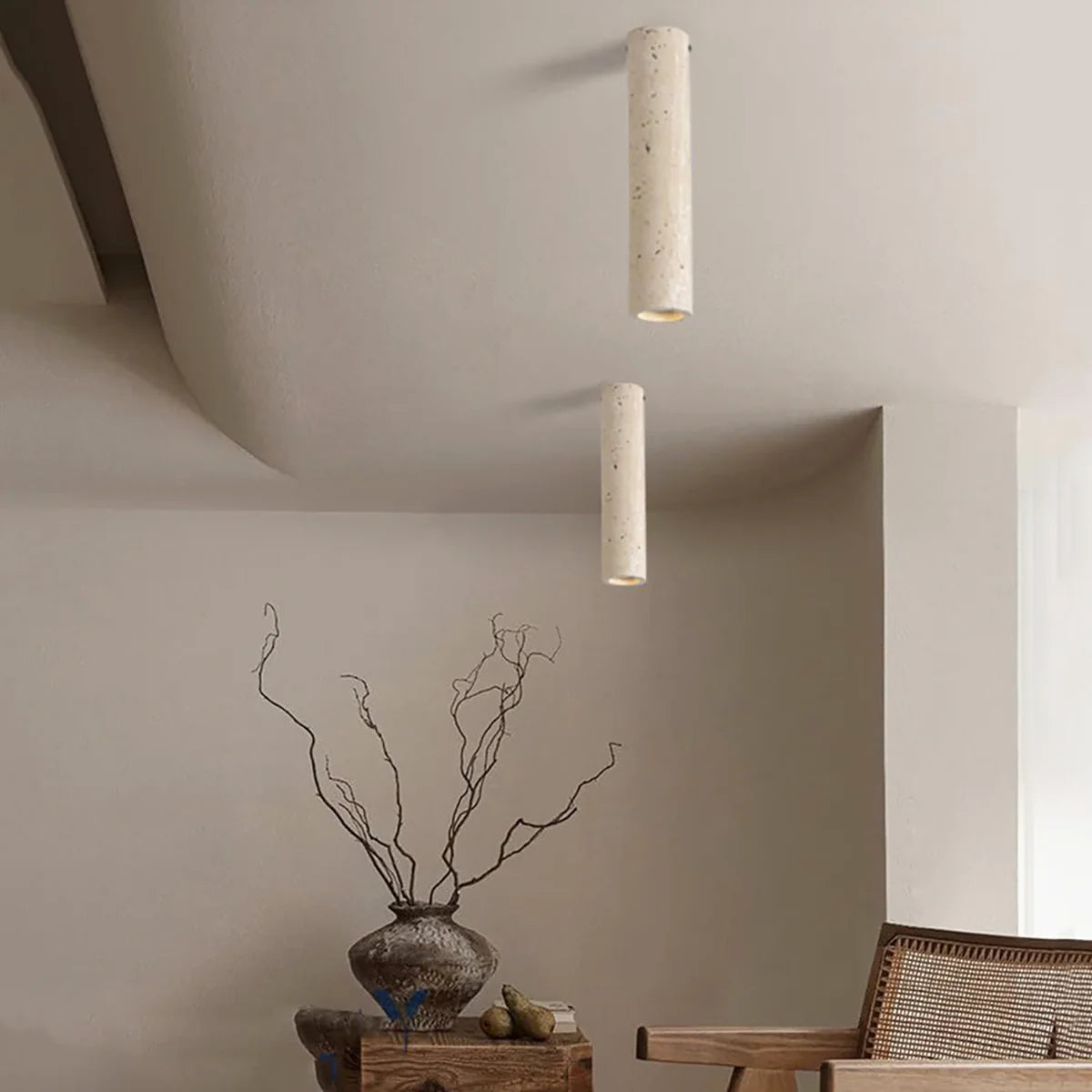 Wabi Sabi Cylinder Travertine Ceiling Lamp