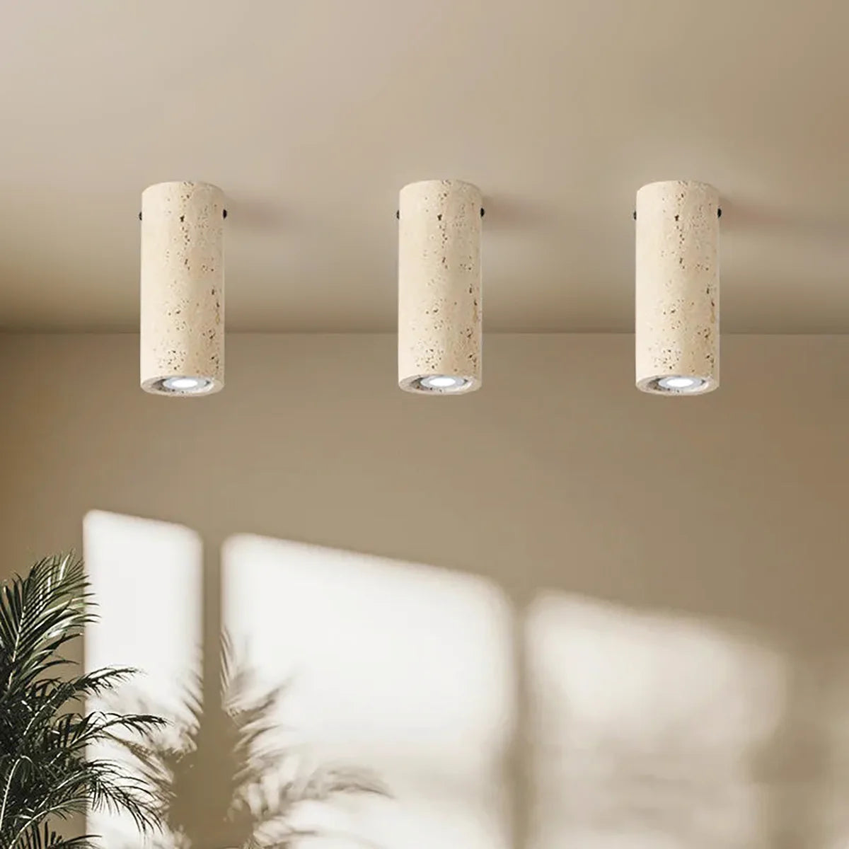 Wabi Sabi Cylinder Travertine Ceiling Lamp
