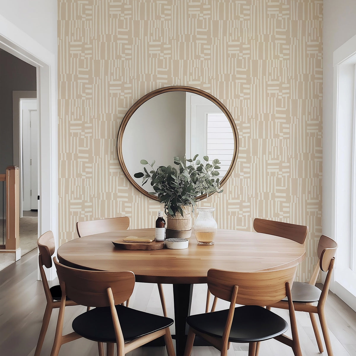 Japandi Stripe Wallpaper – Wabi-Sabi Textured Lines