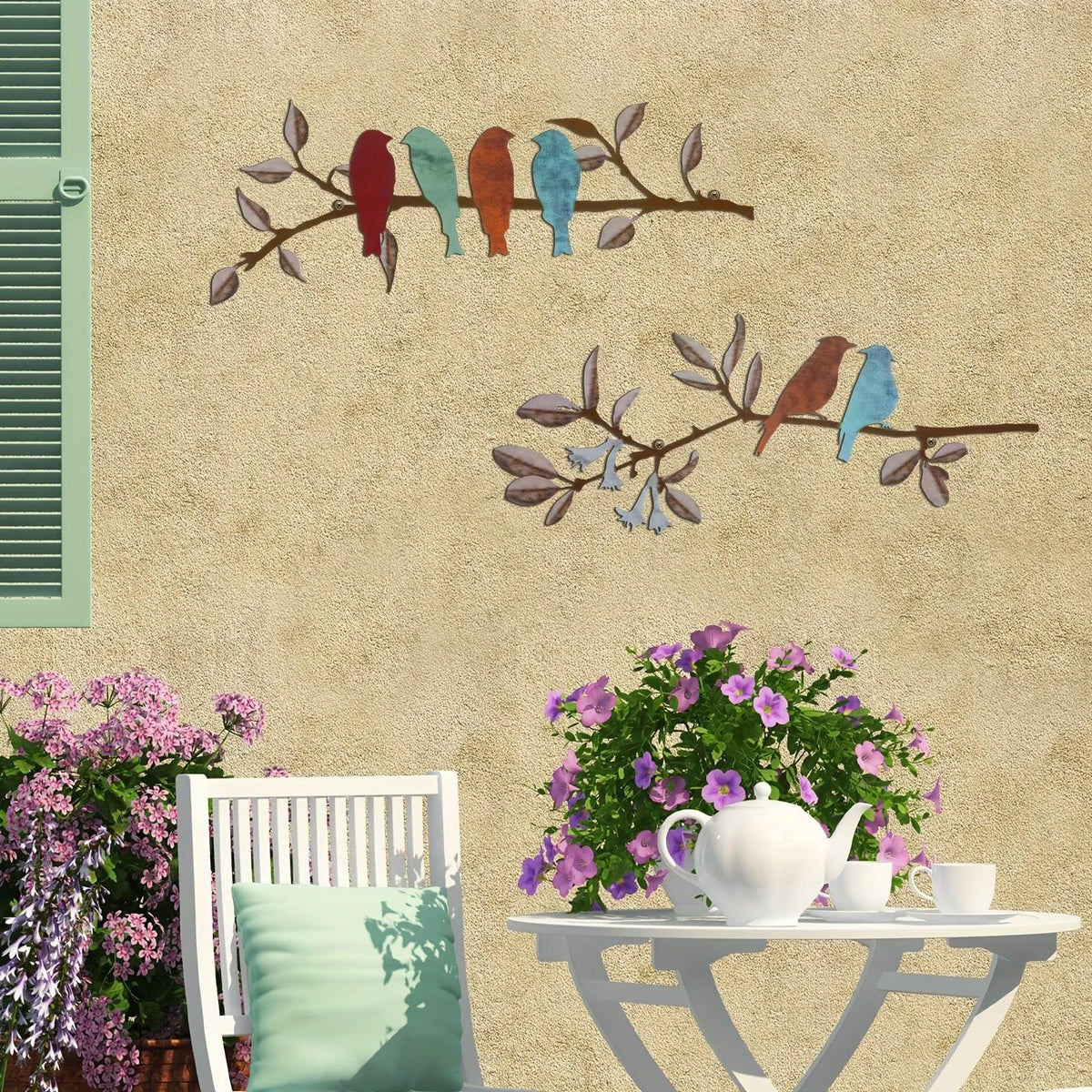 Wall Art - Colorful Metal Birds